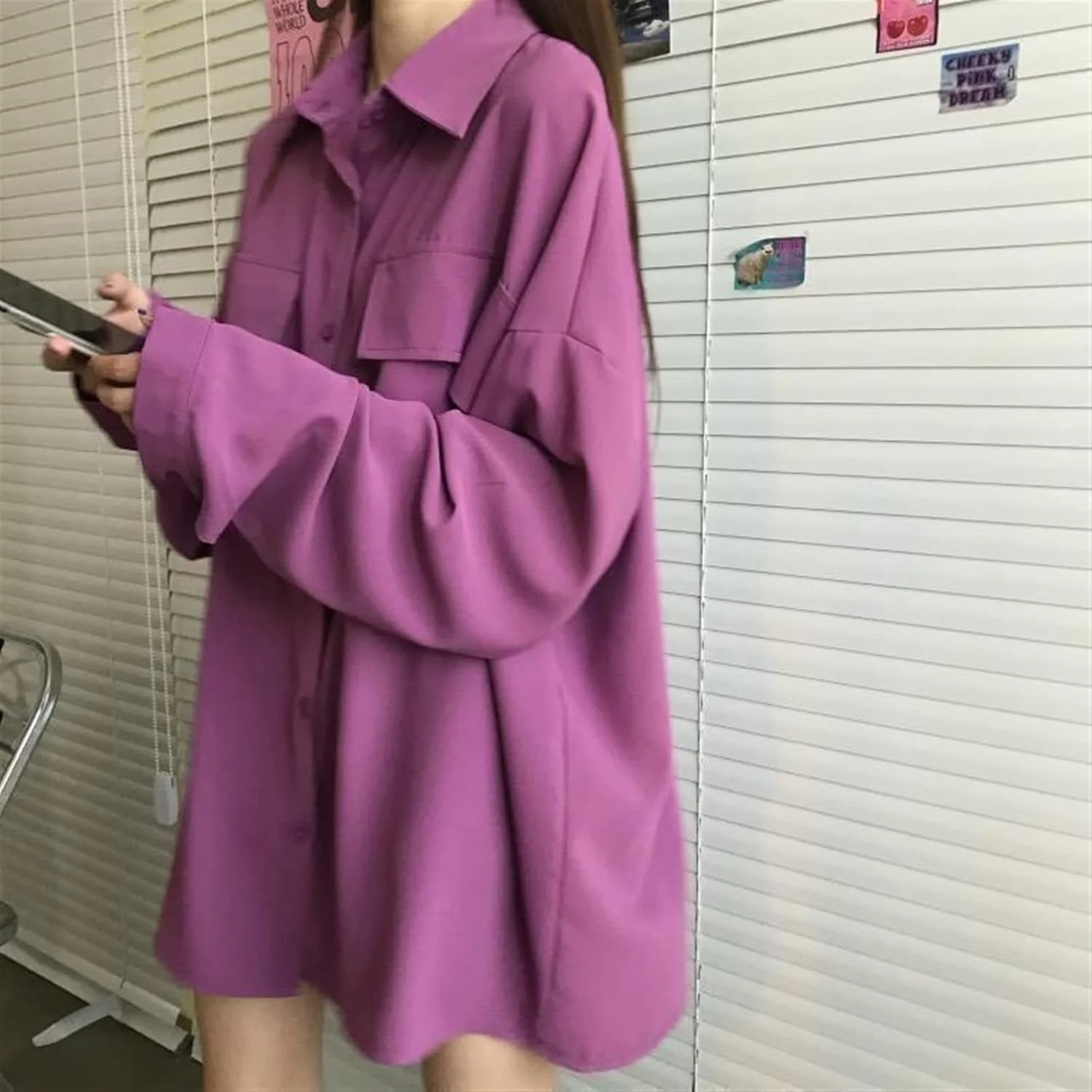 بلوز زنانه VETCS آستین بلند، پیراهن زنانه با رنگ ثابت، بلوز زنانه، پیراهن زنانه (رنگ: Hortelã، سایز: M)