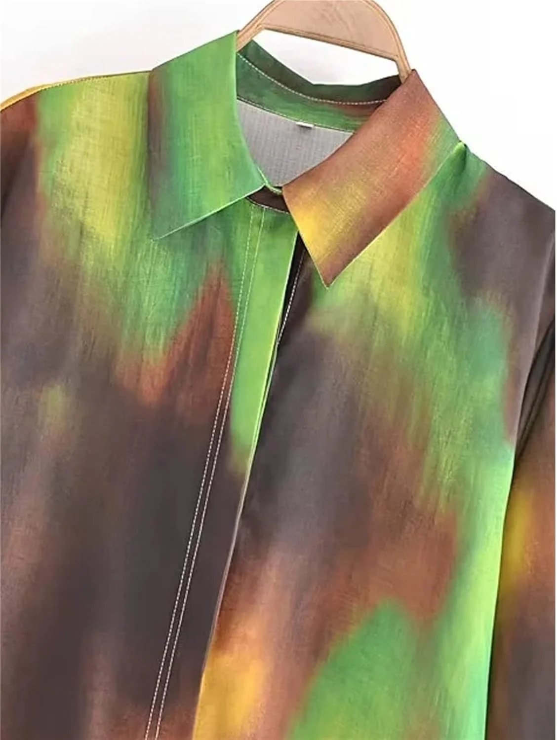 بلوز زنانه VETCS، بلوز و پیراهن زنانه، پیراهن آستین بلند دکمه دار، تاپ غیر رسمی گشاد زنانه (رنگ: آبی تیره، سایز: S)