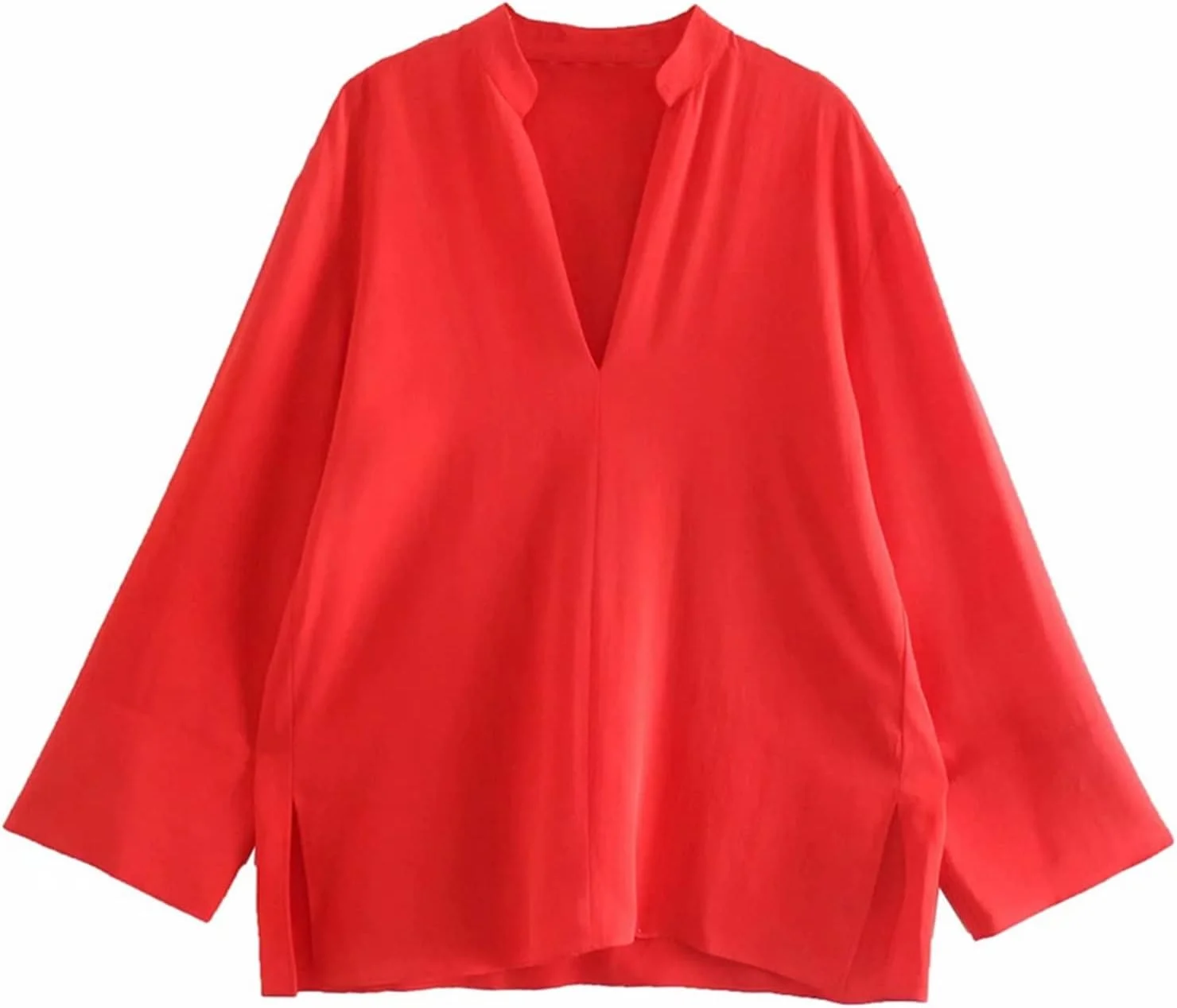 بلوز زنانه VETCS، پیراهن و بلوز زنانه، پیراهن آستین بلند قرمز، لباس زنانه، تاپ های لباس زنانه گشاد (رنگ: آبی تیره، سایز: M)