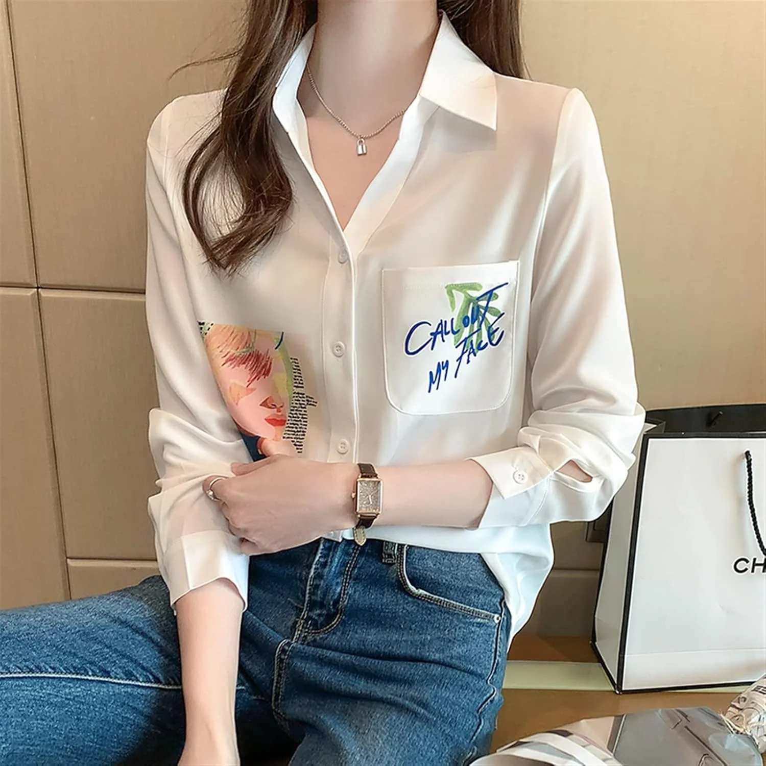 بلوز زنانه VETCS، پیراهن طرح دار زنانه، بلوز زنانه، پیراهن آستین بلند (سایز: S) بلوز زنانه VETCS، پیراهن طرح دار زنانه، بلوز زنانه، پیراهن آستین بلند (سایز: S)