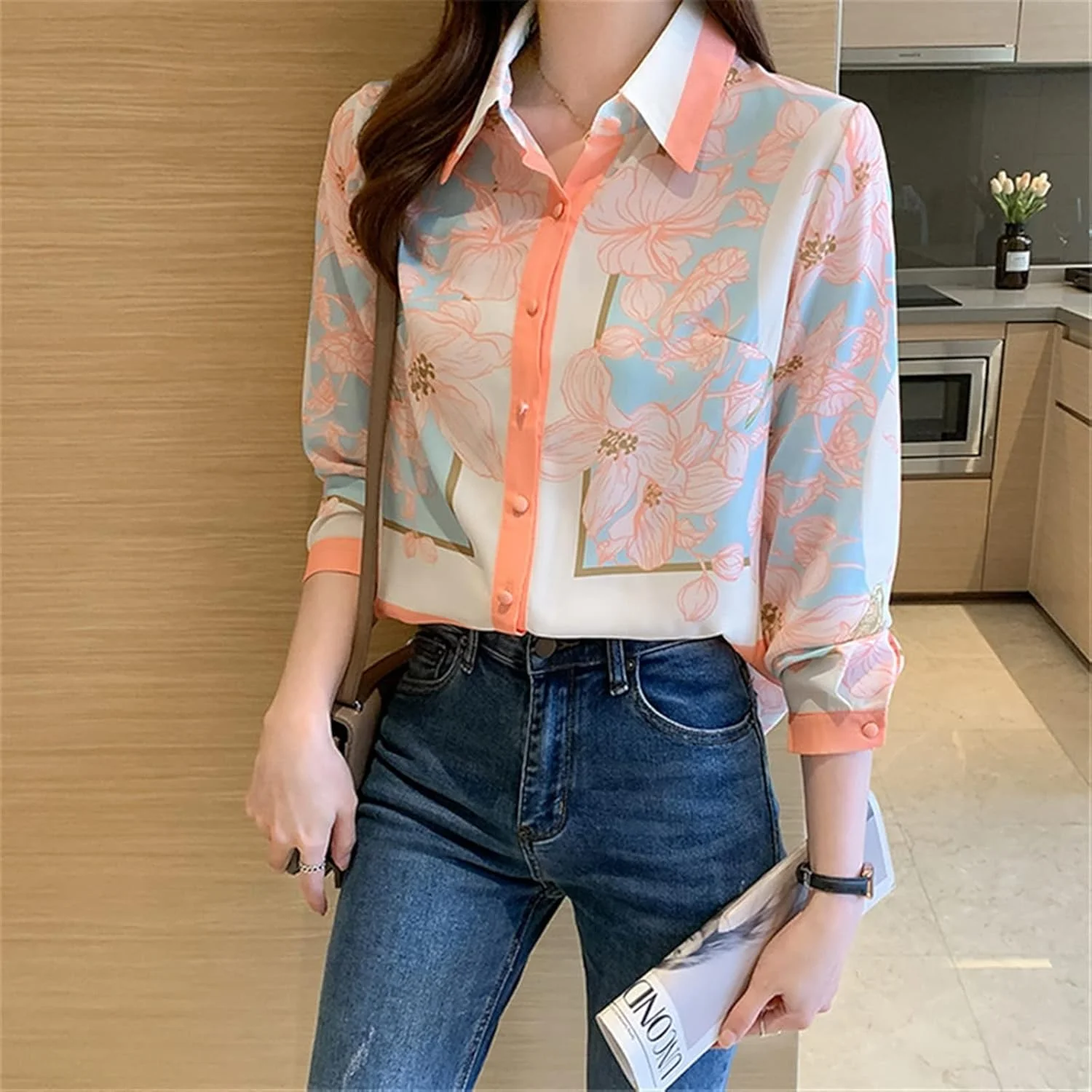 بلوز زنانه VETCS، پیراهن طرح دار زنانه، بلوز زنانه، پیراهن آستین بلند (سایز: XL) بلوز زنانه VETCS، پیراهن طرح دار زنانه، بلوز زنانه، پیراهن آستین بلند (سایز: XL)