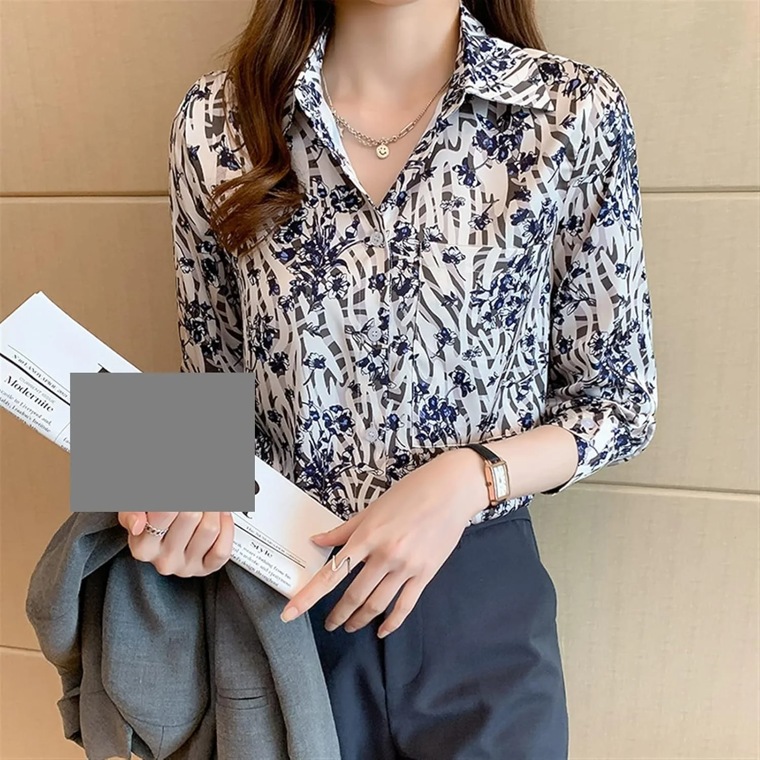 بلوز زنانه VETCS طرح دار، پیراهن زنانه، بلوز زنانه آستین بلند (سایز: L) بلوز زنانه VETCS طرح دار، پیراهن زنانه، بلوز زنانه آستین بلند (سایز: L)