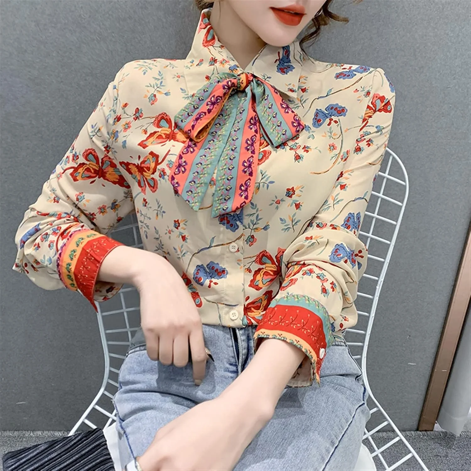 بلوز زنانه VETCS طرح گل و روبان، پیراهن یقه دار، تک سینه، کت زنانه آزاد (رنگ: آبی تیره، سایز: XL) بلوز زنانه VETCS طرح گل و روبان، پیراهن یقه دار، تک سینه، کت زنانه آزاد (رنگ: آبی تیره، سایز: XL)