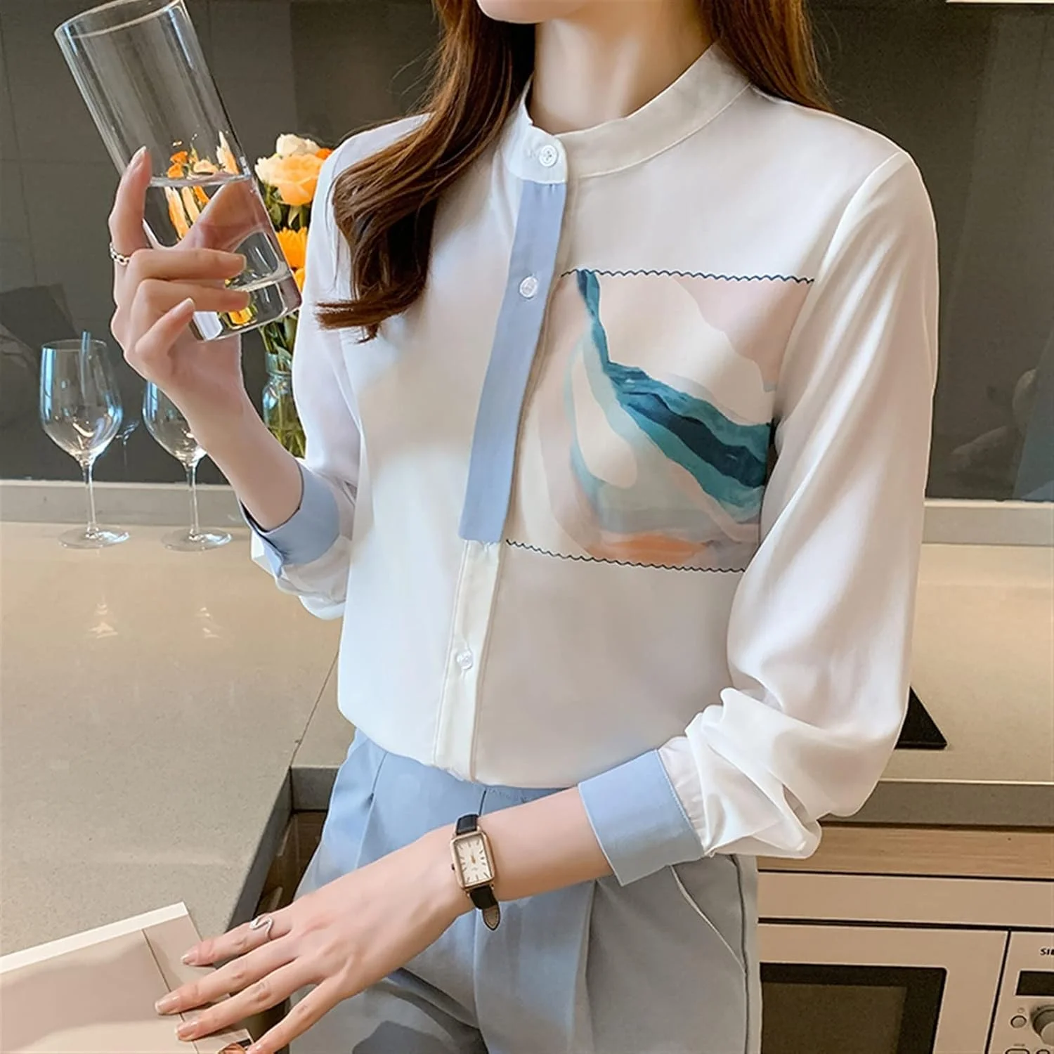 بلوز زنانه VETCS طرح دار، پیراهن زنانه، بلوز آستین بلند زنانه (سایز: XL) بلوز زنانه VETCS طرح دار، پیراهن زنانه، بلوز آستین بلند زنانه (سایز: XL)