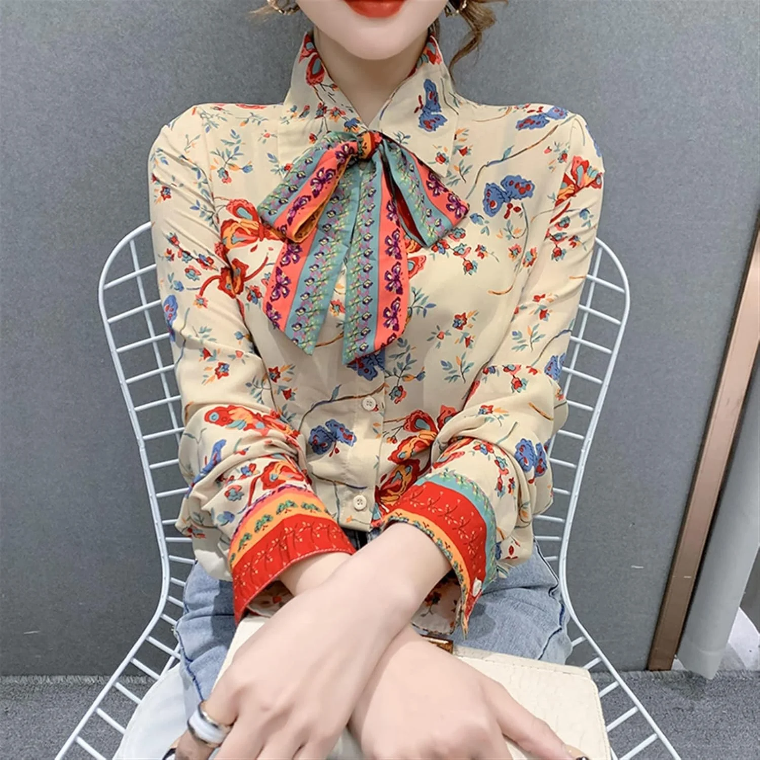 بلوز زنانه VETCS طرح گل و روبان، پیراهن یقه دار، تک سینه، کت زنانه آزاد (رنگ: آبی تیره، سایز: XL) بلوز زنانه VETCS طرح گل و روبان، پیراهن یقه دار، تک سینه، کت زنانه آزاد (رنگ: آبی تیره، سایز: XL)