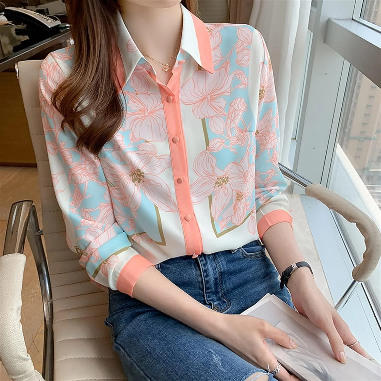 بلوز زنانه VETCS، پیراهن طرح دار زنانه، بلوز زنانه، پیراهن آستین بلند (سایز: XL) بلوز زنانه VETCS، پیراهن طرح دار زنانه، بلوز زنانه، پیراهن آستین بلند (سایز: XL)