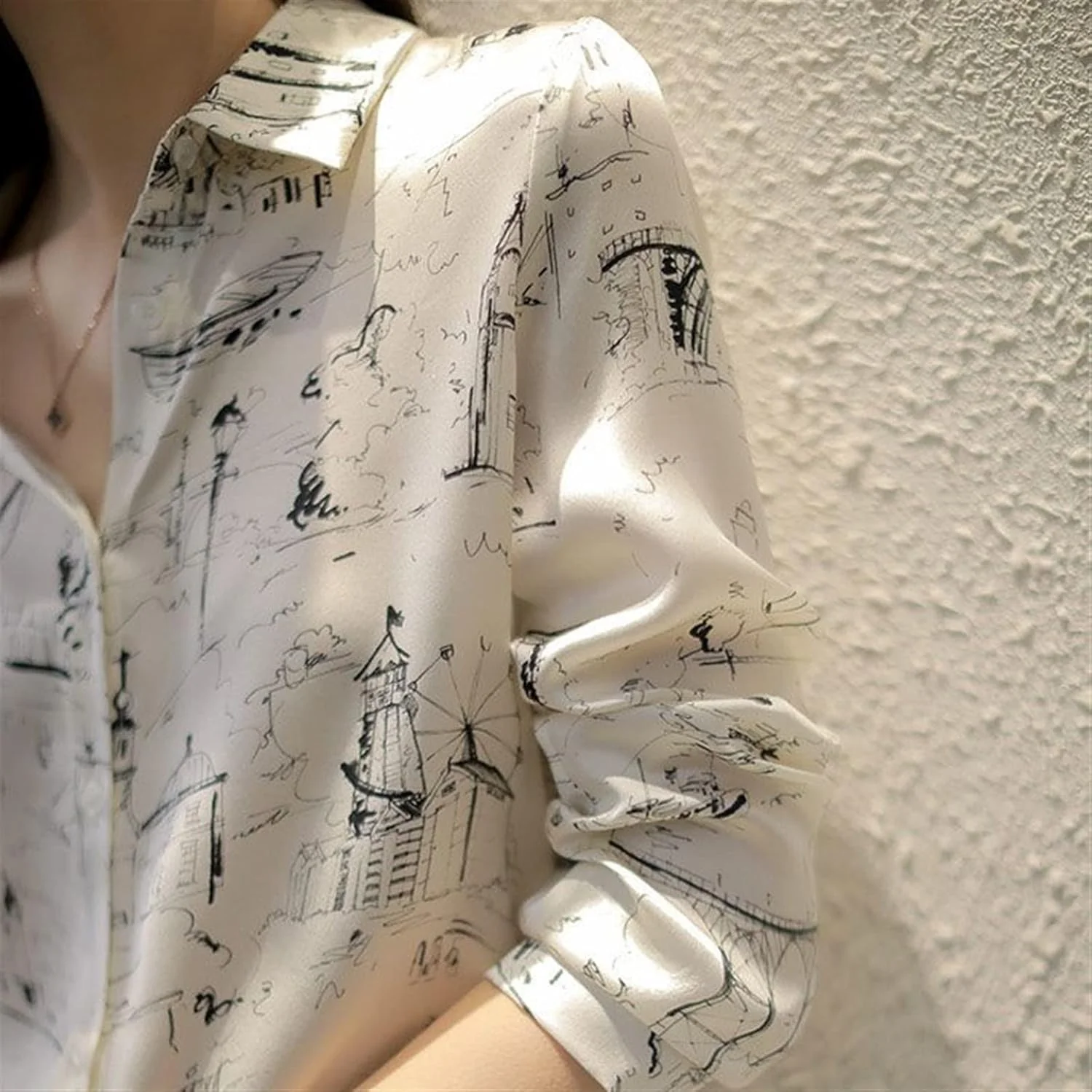 بلوز زنانه VETCS، پیراهن زنانه، پیراهن شیفون طرح دار، آستین بلند، پیراهن گشاد زنانه، لباس زنانه (رنگ: سفید، سایز: XL) بلوز زنانه VETCS، پیراهن زنانه، پیراهن شیفون طرح دار، آستین بلند، پیراهن گشاد زنانه، لباس زنانه (رنگ: سفید، سایز: XL)