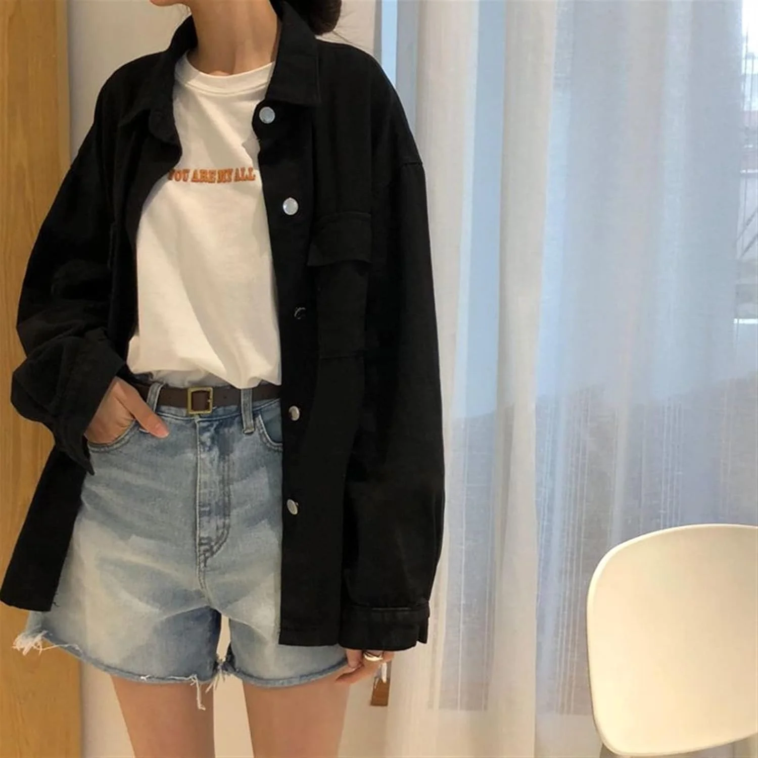 بلوز زنانه VETCS، پیراهن رنگ ثابت، یقه برگردان، جیب دکمه دار، لوله ای راسته گشاد، لباس خیابانی غیر رسمی و سبک زنانه (رنگ: سفید، سایز: XXL)