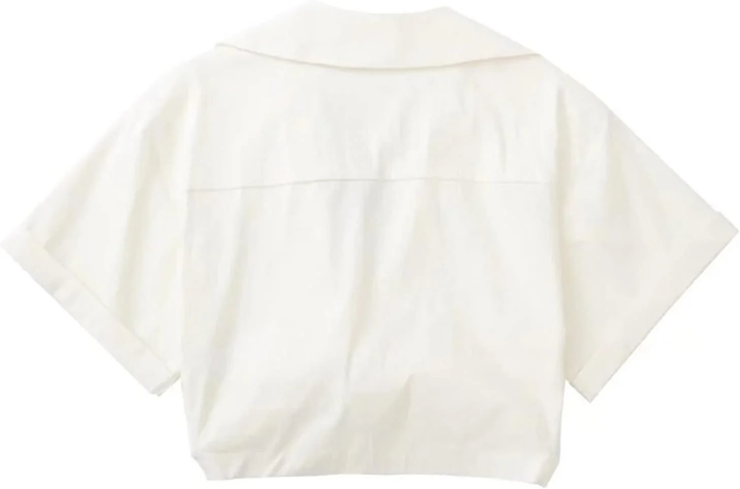 بلوز زنانه VETCS، تاپ زنانه، پیراهن سفید کوتاه، آستین کوتاه، لباس زنانه گشاد، پیراهن های غیر رسمی (رنگ: سفید، سایز: L)