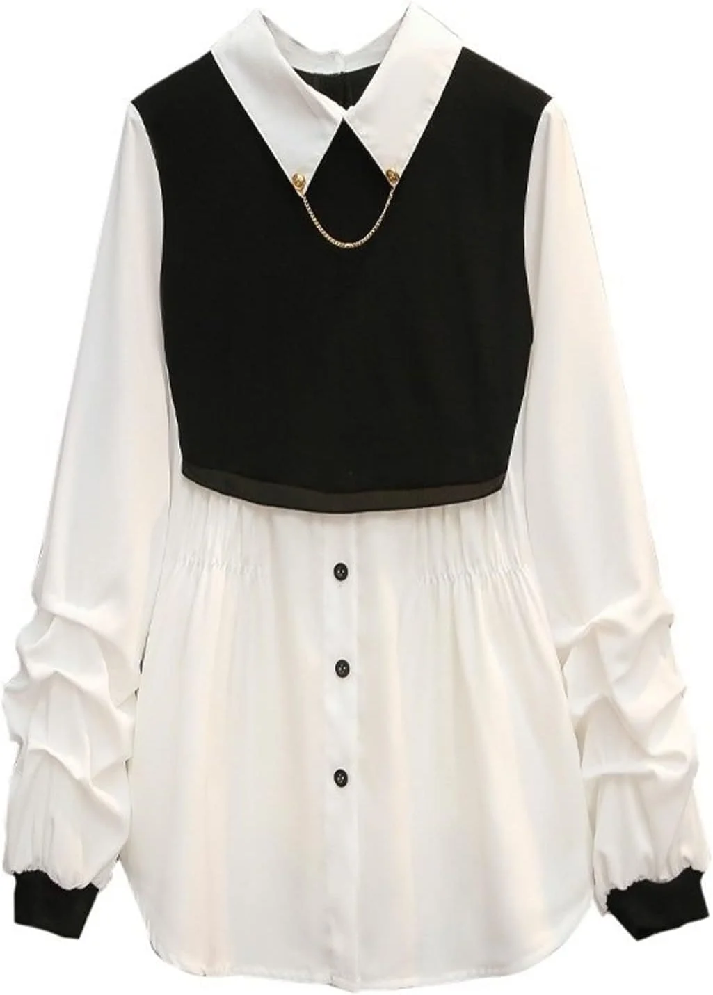 بلوز زنانه VETCS، بلوز و شومیز زنانه بهاره و پاییزه آستین بلند، مد روز خیابانی، کره ای، تک سینه، بلوز و تاپ زنانه (رنگ: Hortel، سایز: XXL)