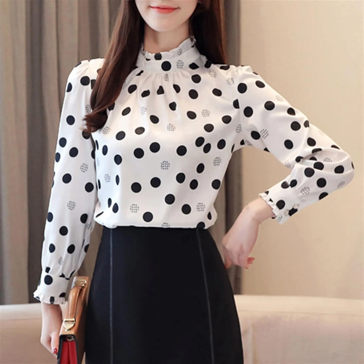 بلوز زنانه VETCS، پیراهن شیک زنانه، پیراهن شیفون زنانه، پیراهن غیر رسمی یقه ایستاده زنانه، پیراهن آستین بلند طرح خال خالی (رنگ: سفید، سایز: XXL) بلوز زنانه VETCS، پیراهن شیک زنانه، پیراهن شیفون زنانه، پیراهن غیر رسمی یقه ایستاده زنانه، پیراهن آستین بلند طرح خال خالی (رنگ: سفید، سایز: XXL)