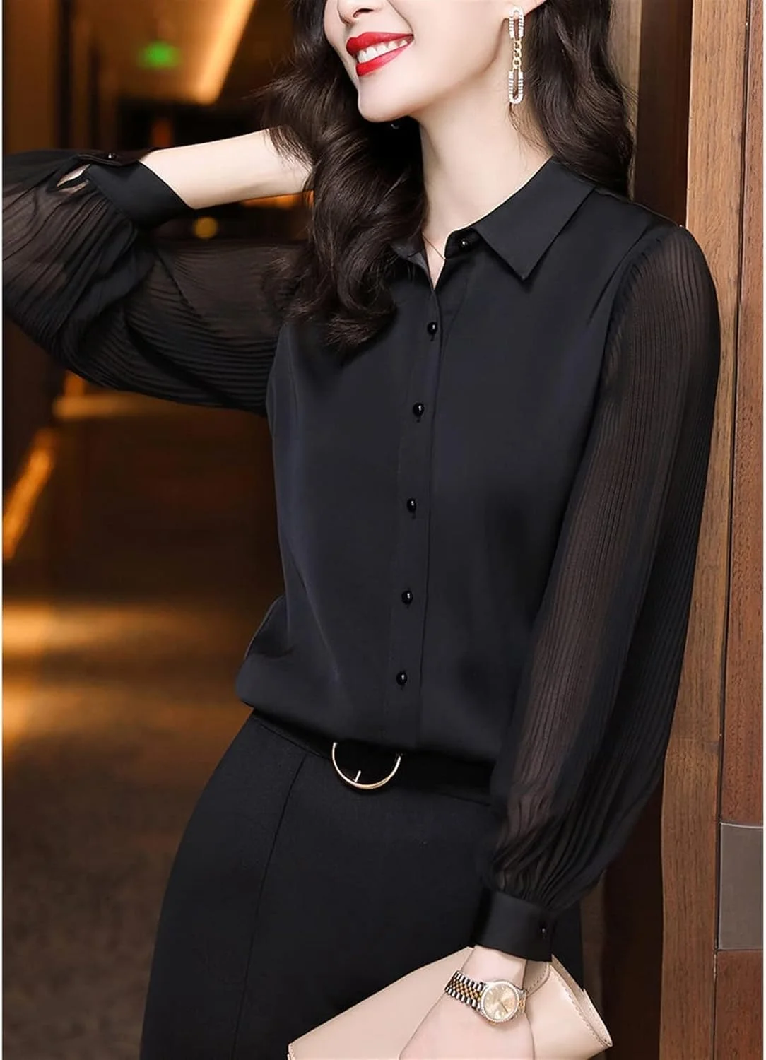 بلوز زنانه VETCS، پیراهن زنانه تاشو و آستین فانوسی بلند، تاپ یقه دار زنانه (رنگ: سفید، سایز: XXXL) بلوز زنانه VETCS، پیراهن زنانه تاشو و آستین فانوسی بلند، تاپ یقه دار زنانه (رنگ: سفید، سایز: XXXL)