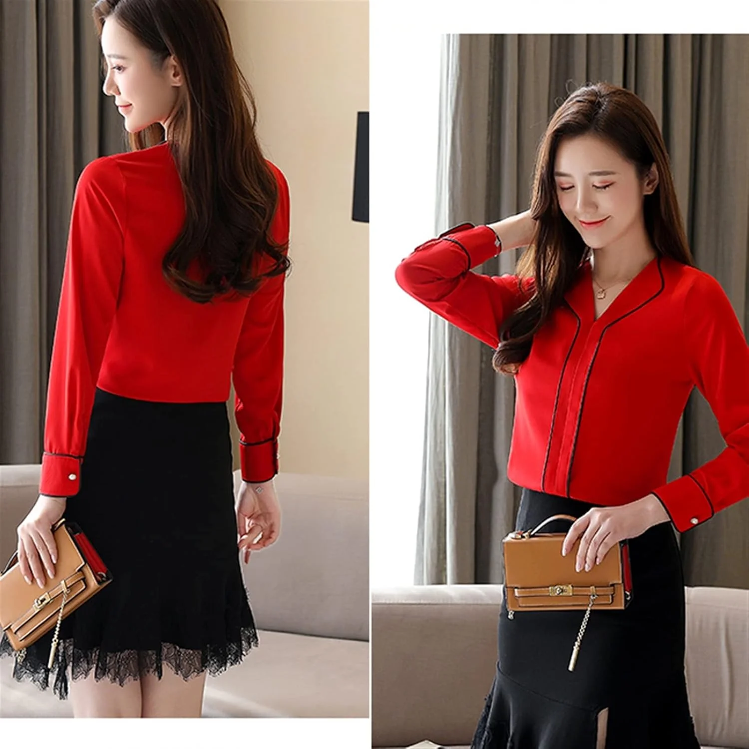 بلوز زنانه VETCS، بلوز و پیراهن زنانه شیک، یقه هفت، سفید یکدست، آستین بلند، طرح تکه دوزی، مناسب استایل اداری (رنگ: سفید، سایز: M) بلوز زنانه VETCS، بلوز و پیراهن زنانه شیک، یقه هفت، سفید یکدست، آستین بلند، طرح تکه دوزی، مناسب استایل اداری (رنگ: سفید، سایز: M)