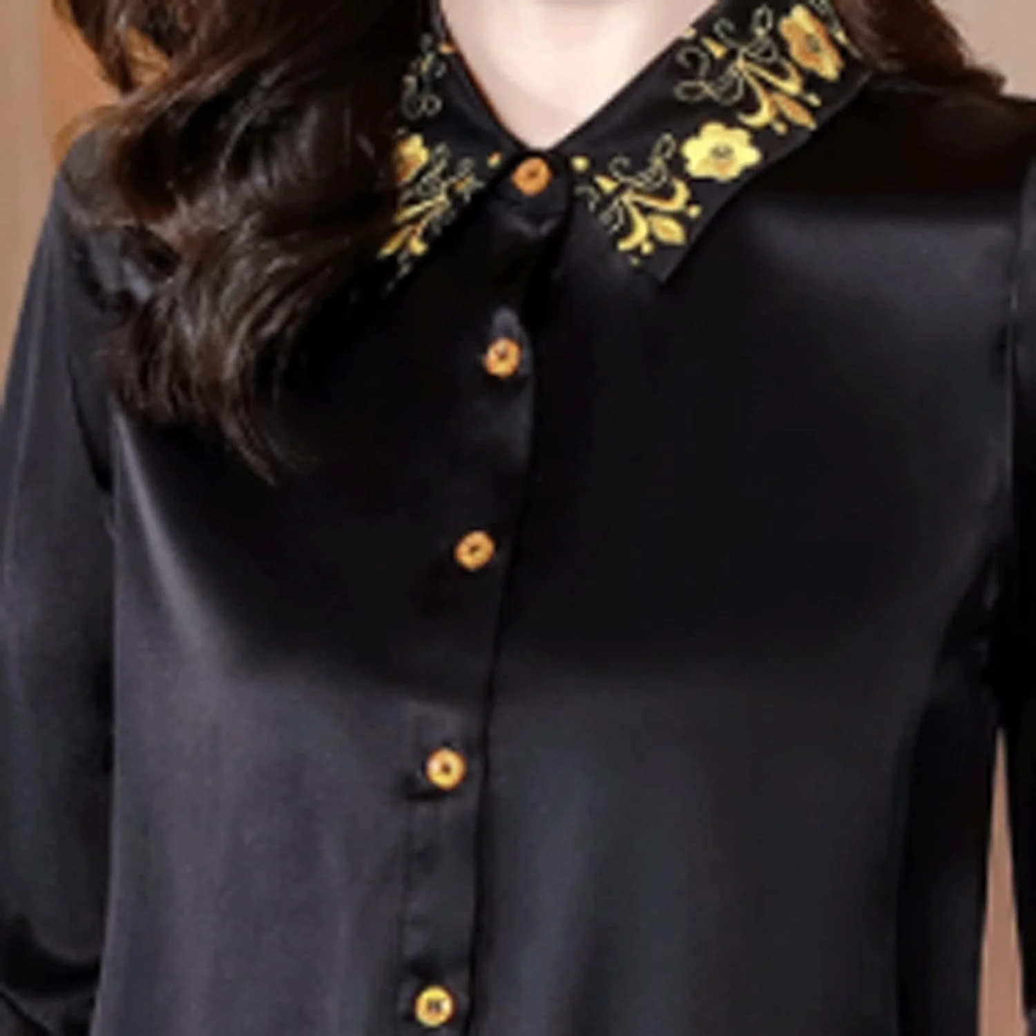 بلوز زنانه VETCS، پیراهن و بلوز ابریشمی زنانه، پیراهن زنانه گلدوزی شده، بلوز زنانه تکه دوزی شده، آستین بلند دکمه دار (سایز: M) بلوز زنانه VETCS، پیراهن و بلوز ابریشمی زنانه، پیراهن زنانه گلدوزی شده، بلوز زنانه تکه دوزی شده، آستین بلند دکمه دار (سایز: M)