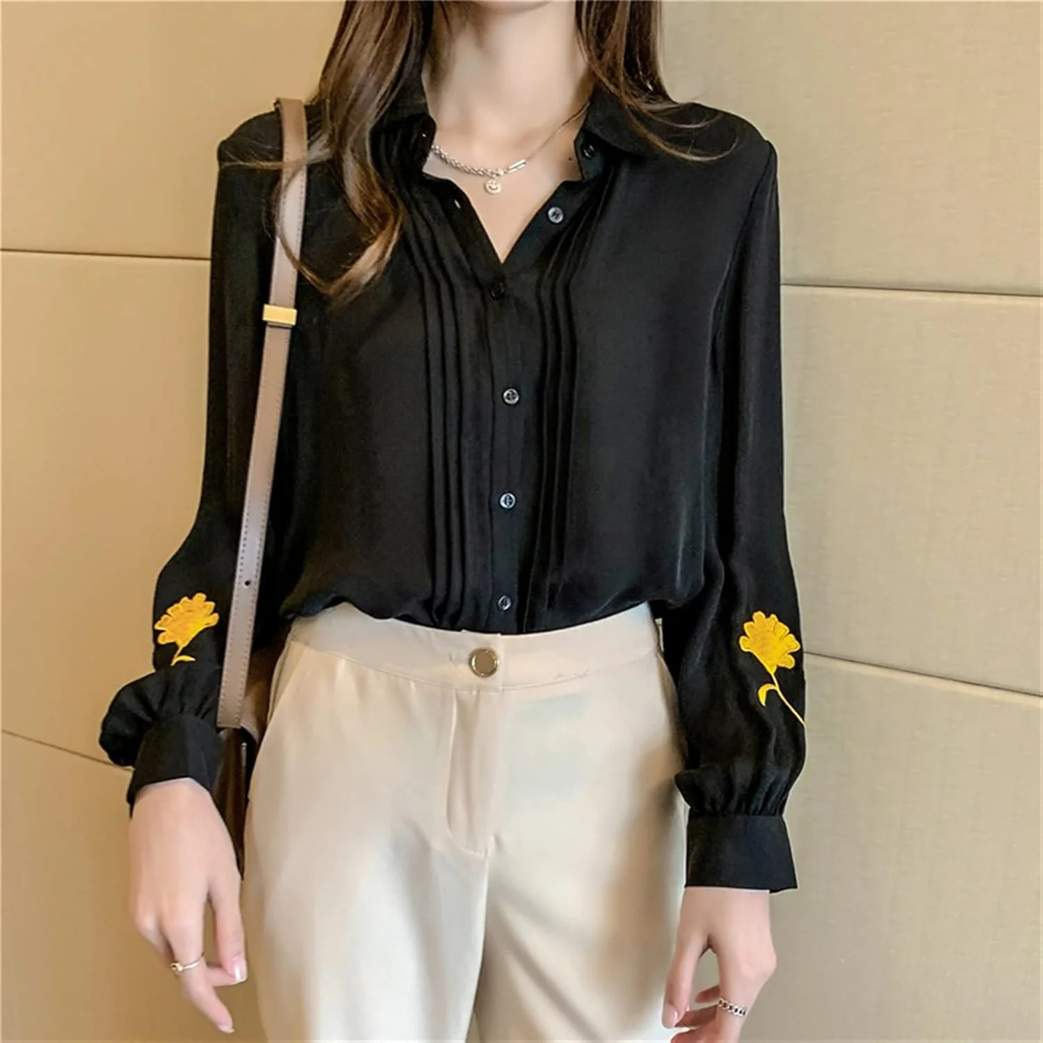 بلوز زنانه VETCS، بلوز و پیراهن گلدوزی شده زنانه، پیراهن یقه برگردان زنانه، لباس زنانه مشکی شیفون (رنگ: Hortel، سایز: M) بلوز زنانه VETCS، بلوز و پیراهن گلدوزی شده زنانه، پیراهن یقه برگردان زنانه، لباس زنانه مشکی شیفون (رنگ: Hortel، سایز: M)