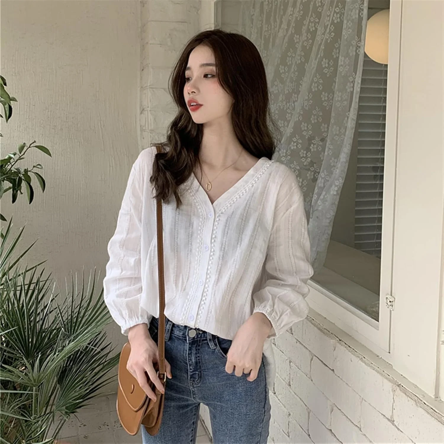 VETCS Blouses for Women Pure Cotton Simple Women's Blouse And Shirt Sweet Lace V-neck Short Sleeve Shirt Women's Women (Color : White, Size : Xl) VETCS Blouses for Women Pure Cotton Simple Women's Blouse And Shirt Sweet Lace V-neck Short Sleeve Shirt Women's Women (Color : White, Size : Xl)