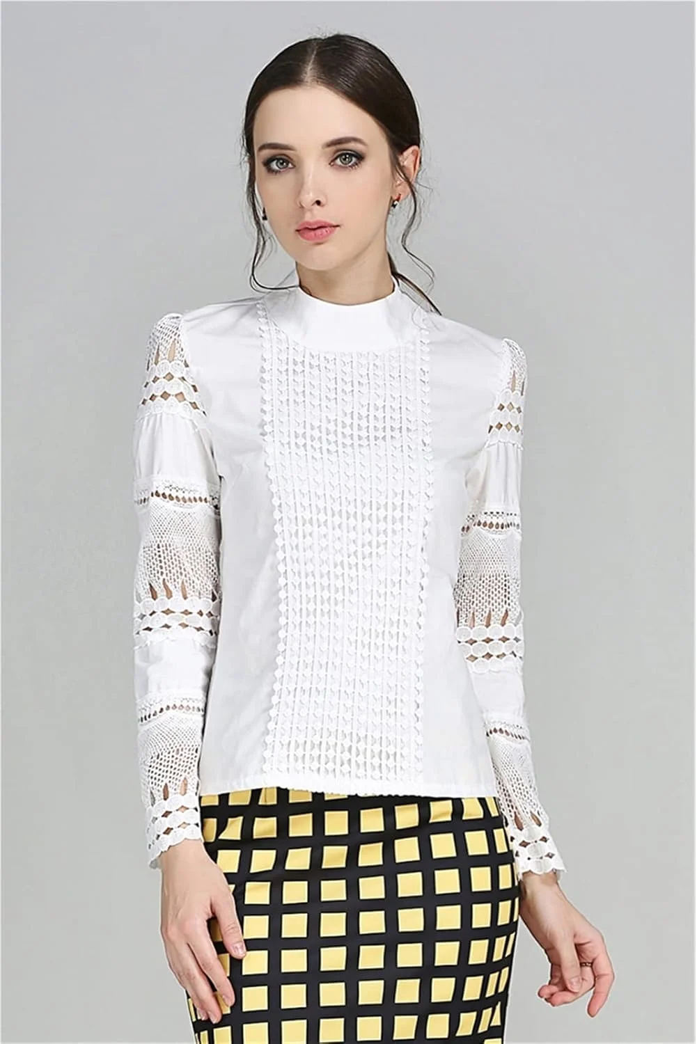 بلوز زنانه VETCS، پیراهن توری قلاب بافی، آستین بلند، پیراهن سفید غیر رسمی، سایز بزرگ (سایز: L) بلوز زنانه VETCS، پیراهن توری قلاب بافی، آستین بلند، پیراهن سفید غیر رسمی، سایز بزرگ (سایز: L)