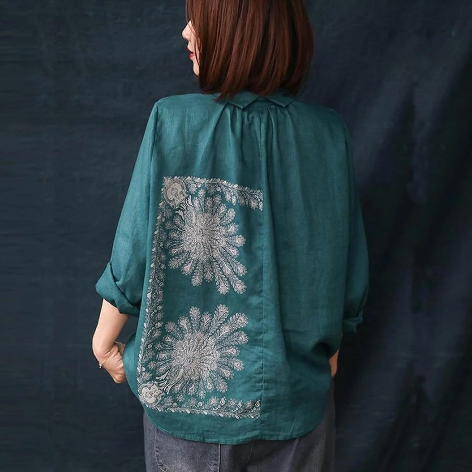 بلوز زنانه VETCS، پیراهن نخی زنانه، تاپ های آستین بلند گشاد و غیر رسمی پاییزی، بلوز و پیراهن زنانه با طرح چاپی سبک وینتیج (سایز: L) بلوز زنانه VETCS، پیراهن نخی زنانه، تاپ های آستین بلند گشاد و غیر رسمی پاییزی، بلوز و پیراهن زنانه با طرح چاپی سبک وینتیج (سایز: L)