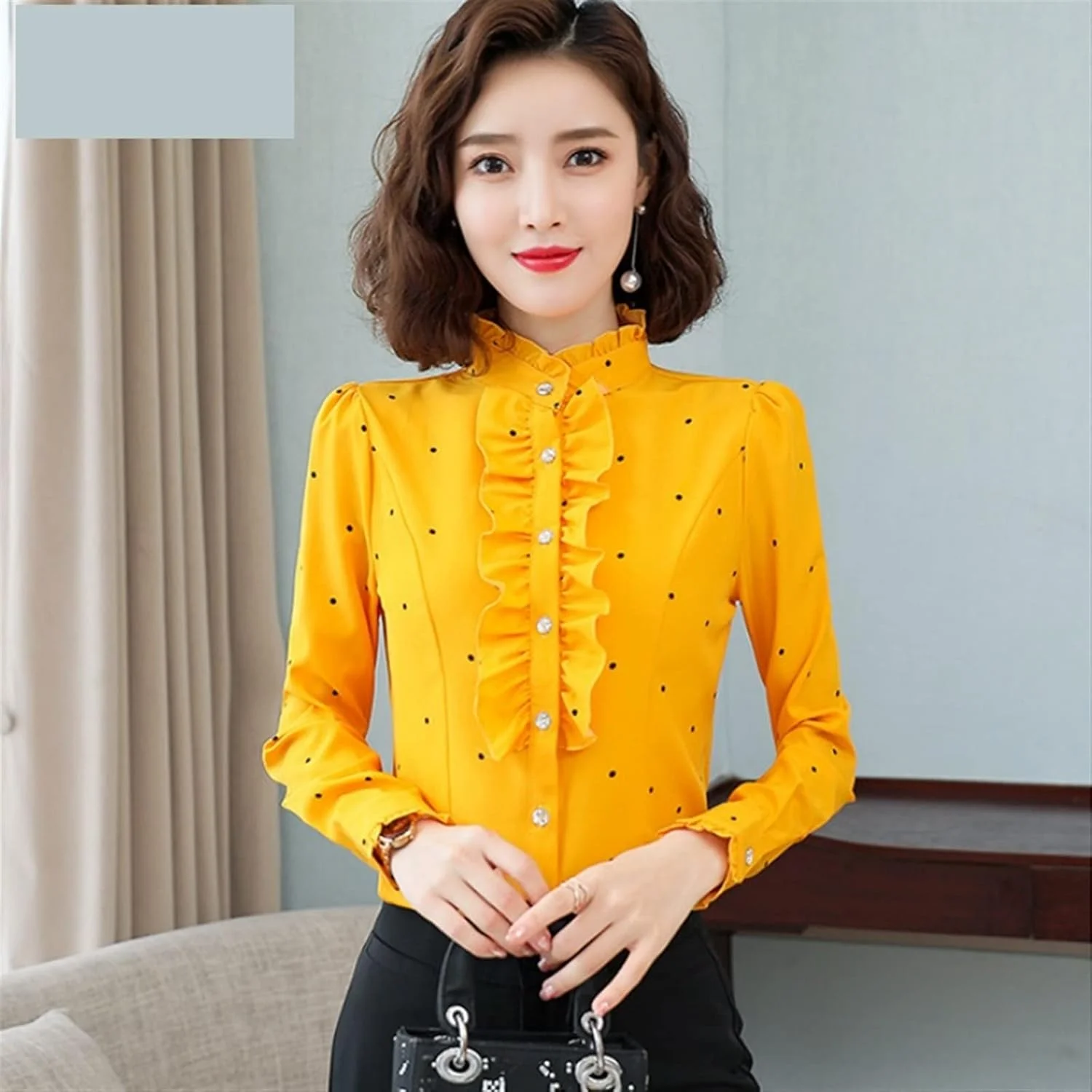 بلوز زنانه VETCS یقه چین دار طرح خال خالی آستین بلند (رنگ: Hortel، سایز: 4XL) بلوز زنانه VETCS یقه چین دار طرح خال خالی آستین بلند (رنگ: Hortel، سایز: 4XL)