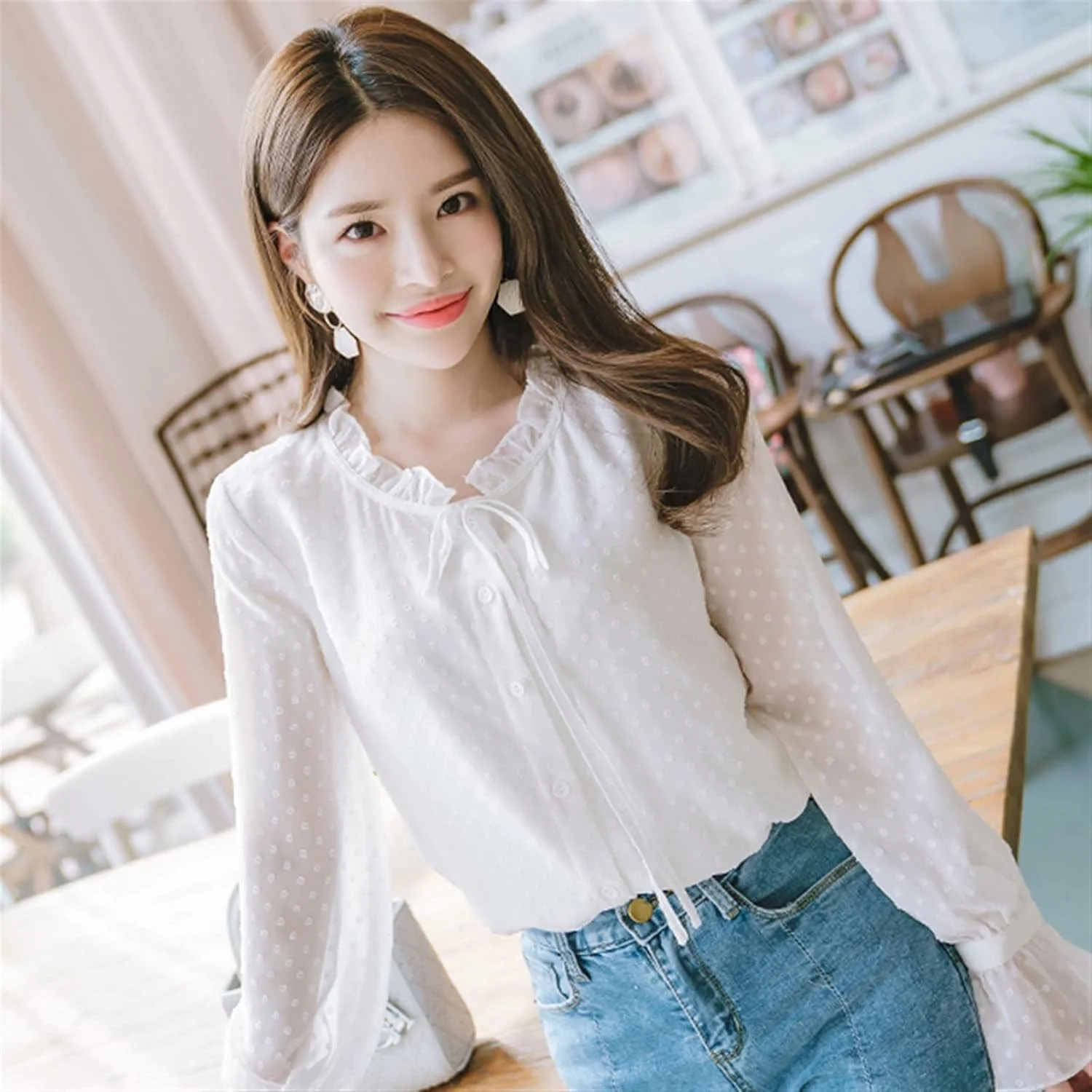 بلوز زنانه VETCS، پیراهن شیفون خالدار زنانه، پیراهن یقه ایستاده زنانه، پیراهن شیرین زنانه آستین بلند زنانه (رنگ: سفید، سایز: S) بلوز زنانه VETCS، پیراهن شیفون خالدار زنانه، پیراهن یقه ایستاده زنانه، پیراهن شیرین زنانه آستین بلند زنانه (رنگ: سفید، سایز: S)