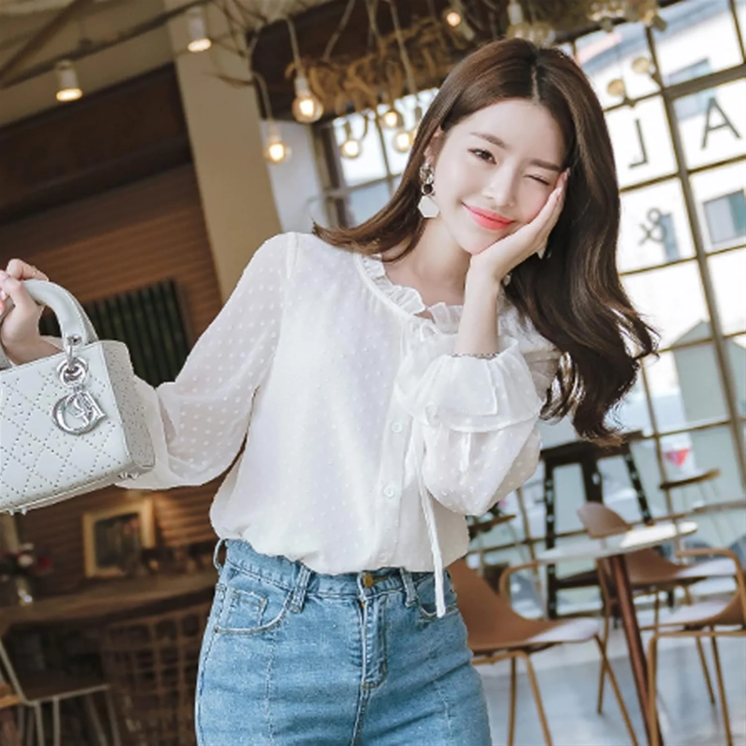 بلوز زنانه VETCS، پیراهن شیفون خالدار زنانه، پیراهن یقه ایستاده زنانه، پیراهن شیرین زنانه آستین بلند زنانه (رنگ: سفید، سایز: S) بلوز زنانه VETCS، پیراهن شیفون خالدار زنانه، پیراهن یقه ایستاده زنانه، پیراهن شیرین زنانه آستین بلند زنانه (رنگ: سفید، سایز: S)