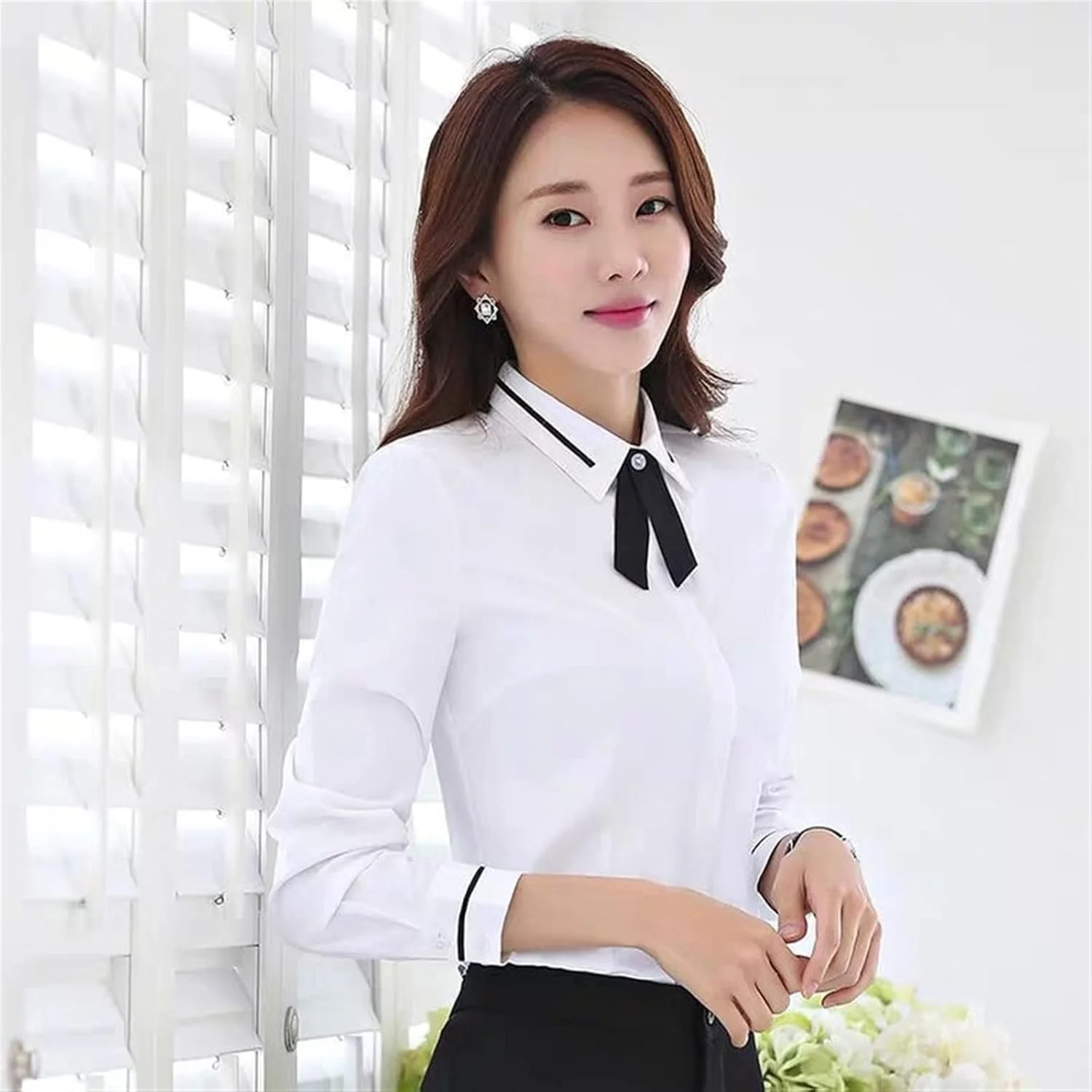 بلوز زنانه VETCS آستین بلند، پیراهن زنانه، تاپ شیفون پاییزی، پیراهن دکمه دار زنانه با طرح چاپی و خوش استایل (رنگ: سفید، سایز: XL) بلوز زنانه VETCS آستین بلند، پیراهن زنانه، تاپ شیفون پاییزی، پیراهن دکمه دار زنانه با طرح چاپی و خوش استایل (رنگ: سفید، سایز: XL)