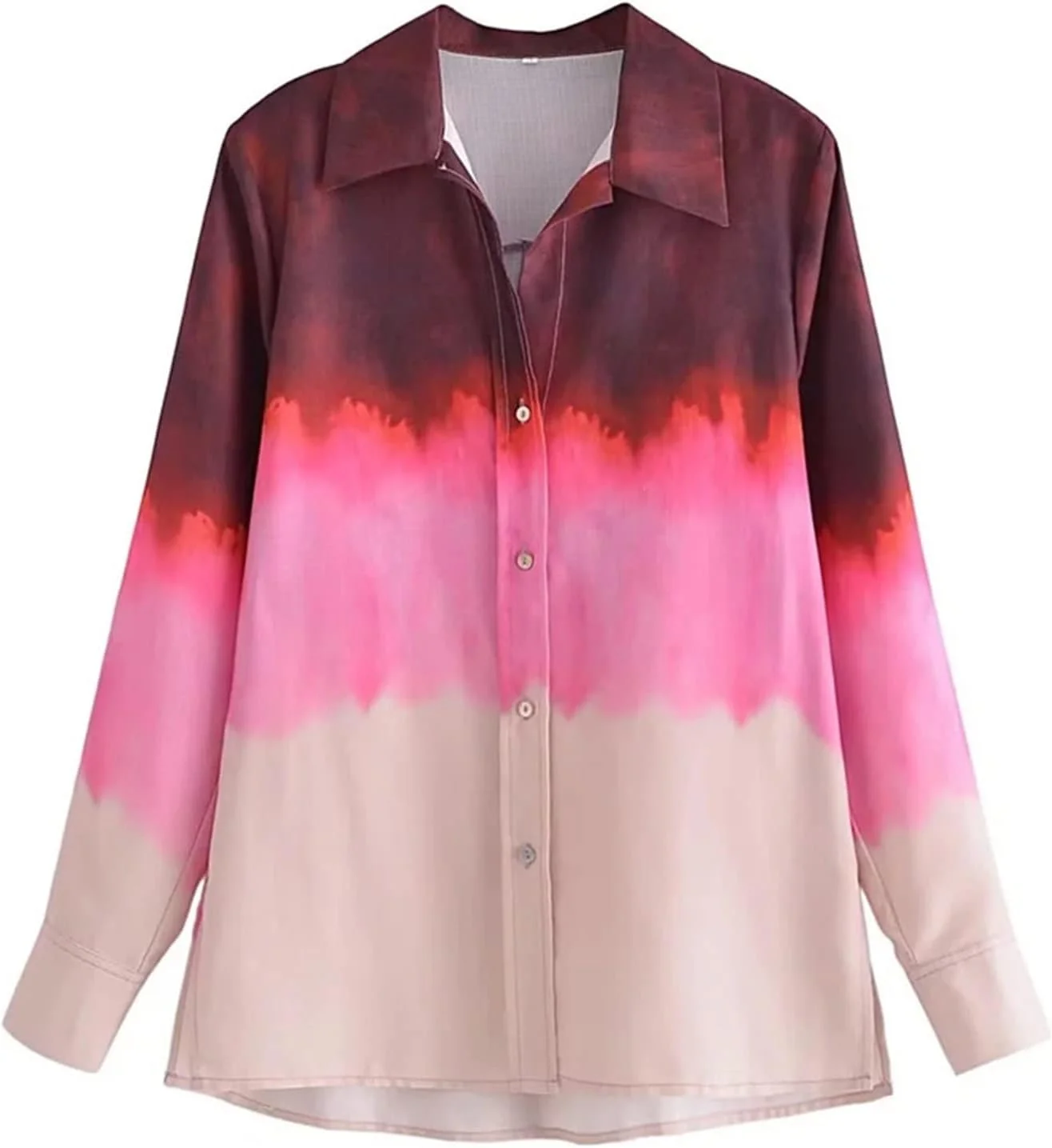 بلوز زنانه VETCS، پیراهن دکمه دار طرح تایلندی، لباس زنانه، آستین بلند، تاپ گشاد (رنگ: چند رنگ، سایز: L)