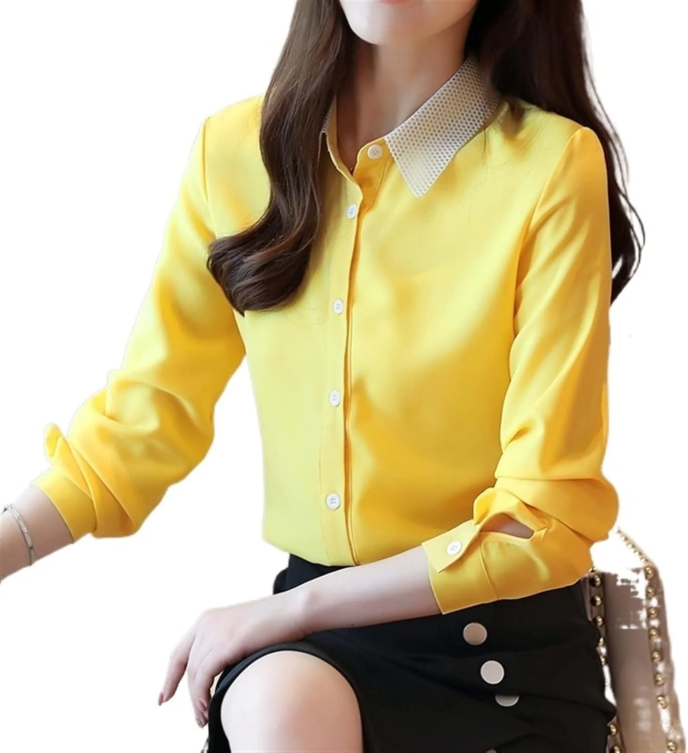 بلوز زنانه VETCS، پیراهن زنانه، پیراهن زنانه، پیراهن زنانه، پیراهن شیفون قرمز یکدست، پیراهن دکمه دار کاردیگان، پیراهن پشتی (رنگ: Hortelã، سایز: Xl)