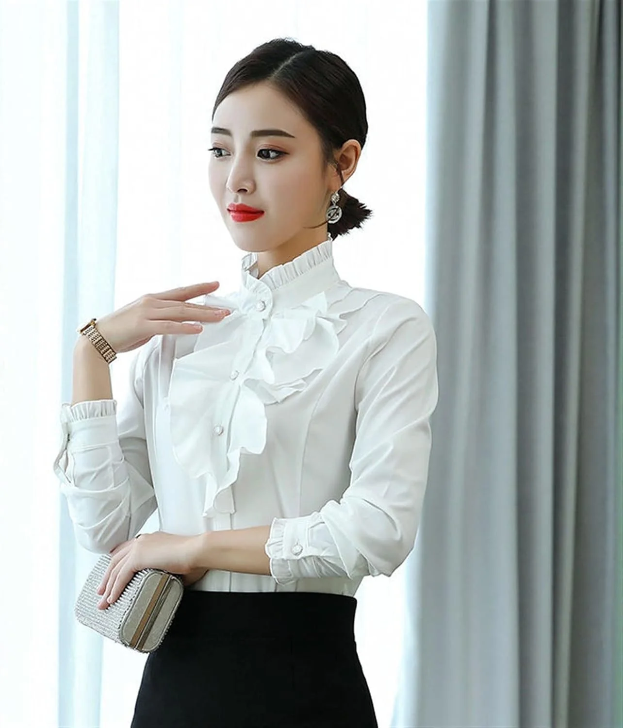 بلوز زنانه VETCS، بلوز شیفون سفید زنانه، پیراهن دکمه دار زنانه، پیراهن آستین بلند زنانه (رنگ: Hortel، سایز: XXL) بلوز زنانه VETCS، بلوز شیفون سفید زنانه، پیراهن دکمه دار زنانه، پیراهن آستین بلند زنانه (رنگ: Hortel، سایز: XXL)