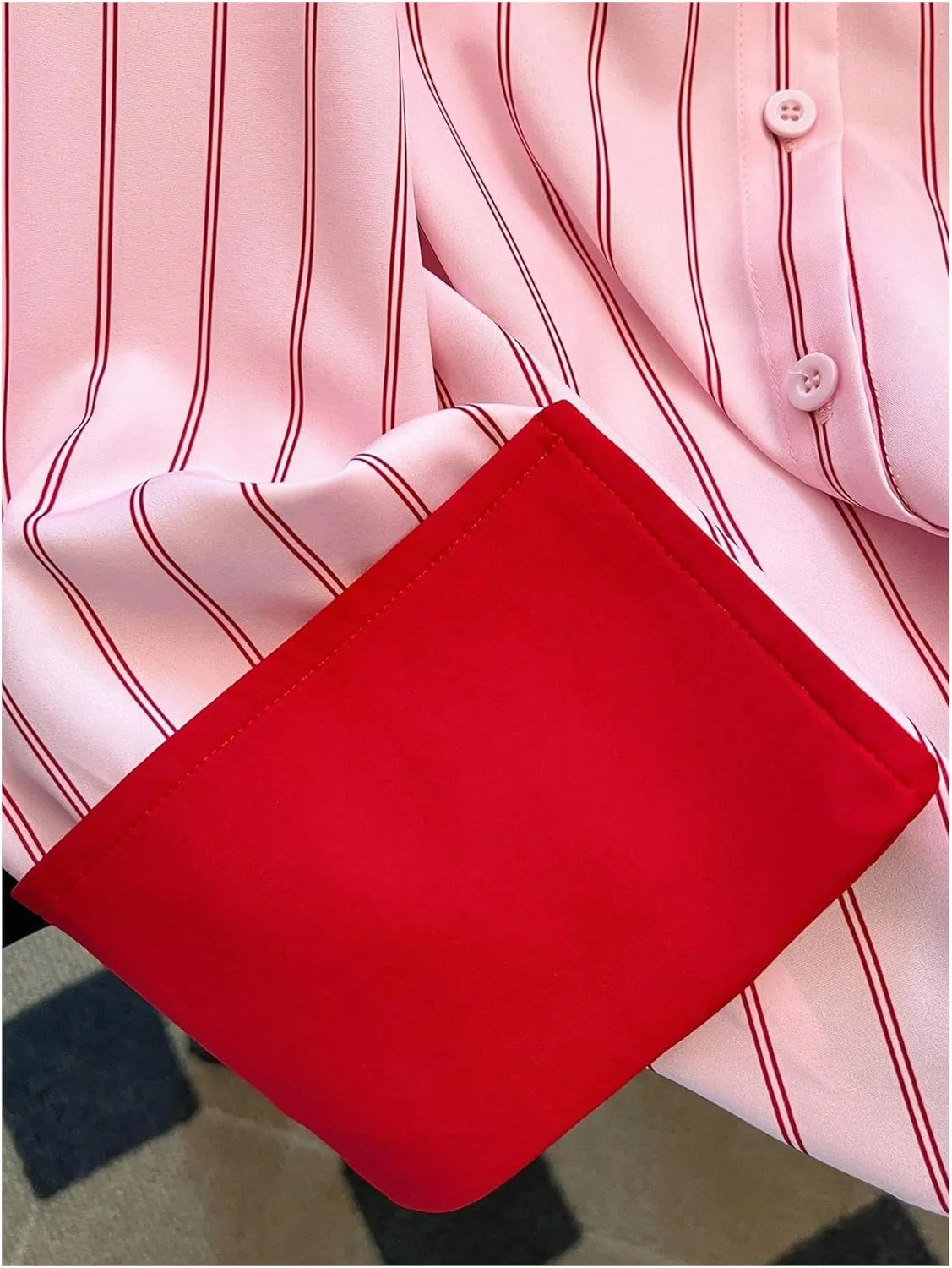 بلوز دکمه دار راه راه زنانه Verdusa، بلوز رنگی، آستین بلند، یقه دار، پیراهن های غیر رسمی شیک