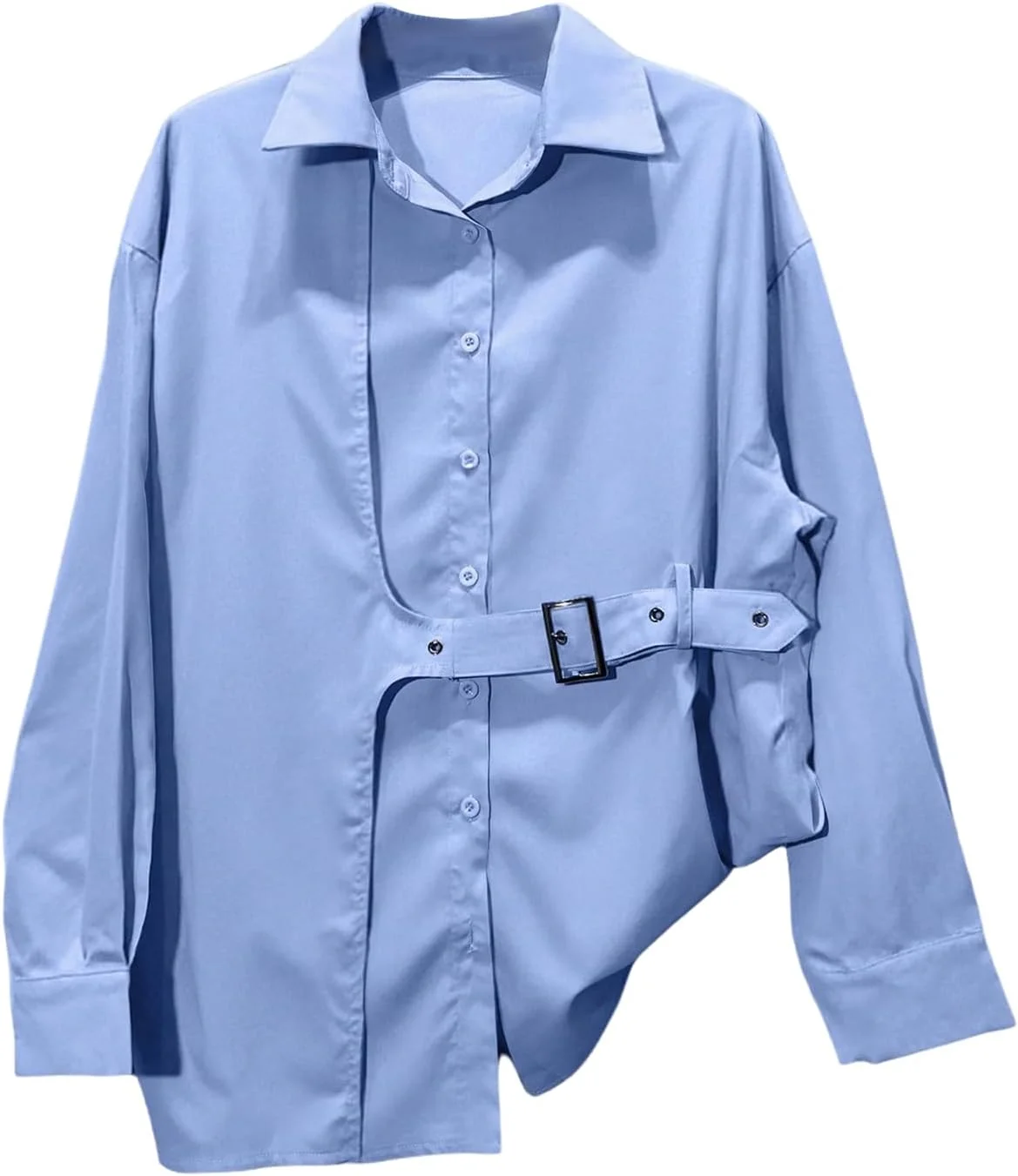 بلوز آستین بلند نامتقارن زنانه Verdusa، پیراهن گشاد دکمه دار، بلوز مجلسی غیر رسمی