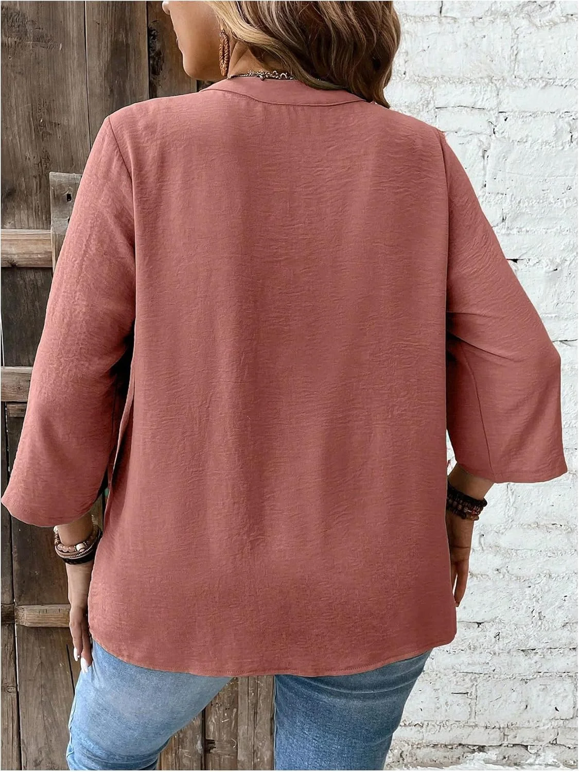 Verdusa بلوز دکمه دار زنانه سایز بزرگ طرح بوهو آستین سه ربع گلدار مدل تونیک پیپلوم