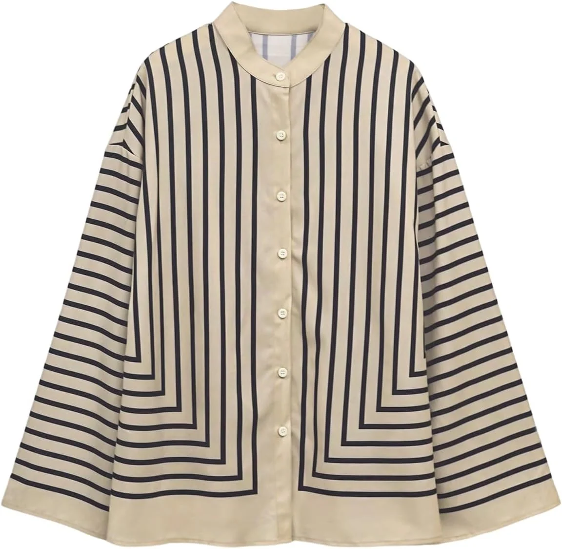 بلوز راه راه زنانه وردوسا، مدل پولدار قدیمی، آستین افتاده، دکمه دار