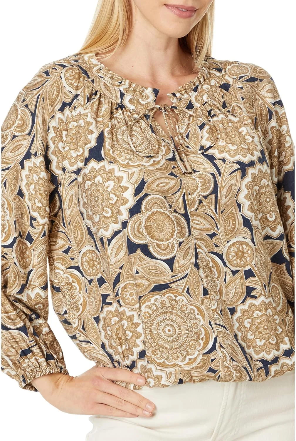 بلوز زنانه آستین بلند تامی هیلفیگر با یقه چین دار و طرح گلدار