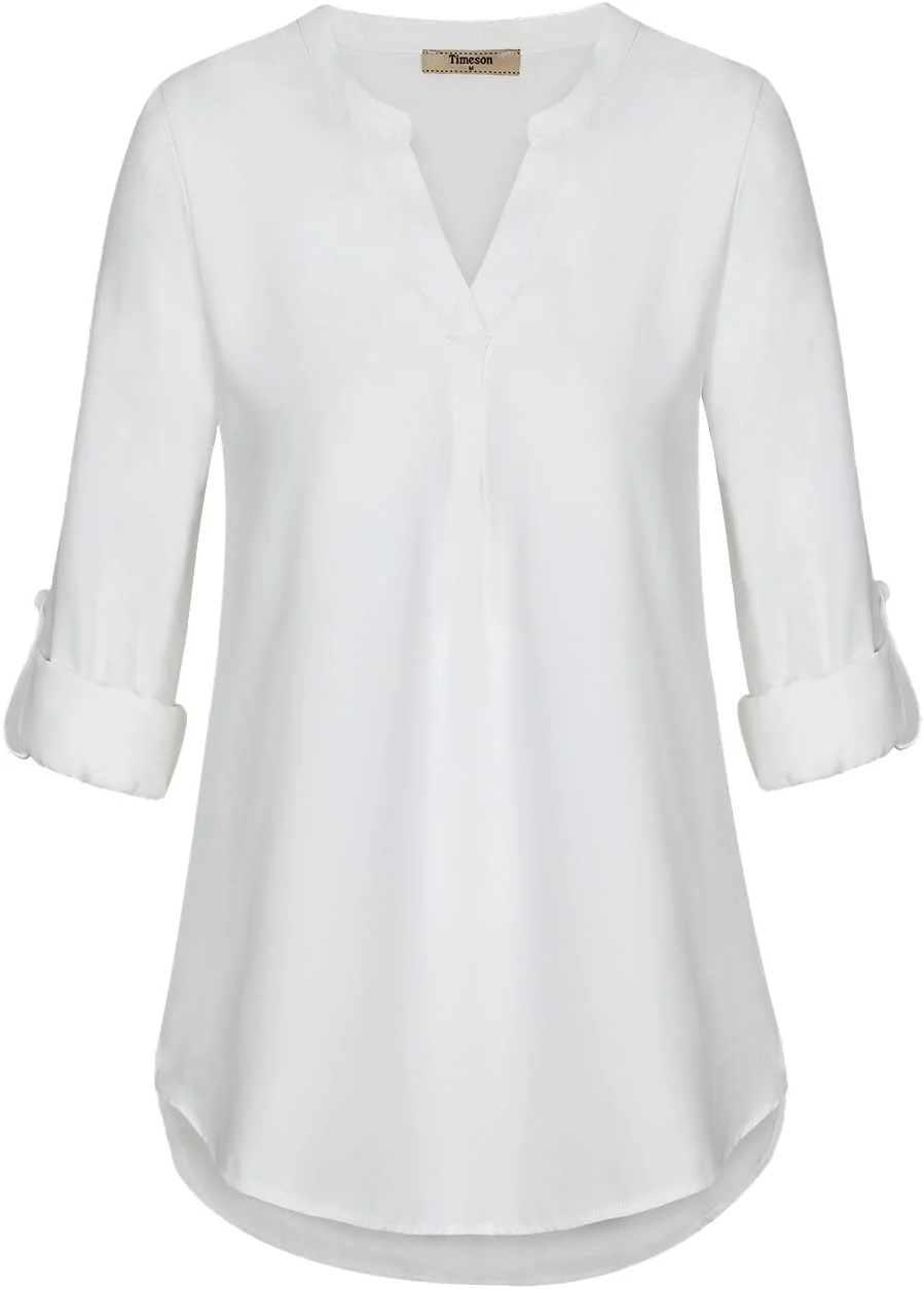 بلوز زنانه تایمسون آستین سه ربع، پیراهن های غیر رسمی یقه هفت، تونیک های توری دولایه، مشکی آبی، سایز M