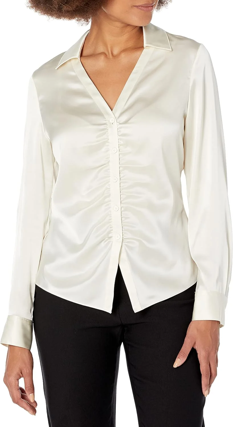 پیراهن زنانه Theory مدل دکمه دار و جمع شده