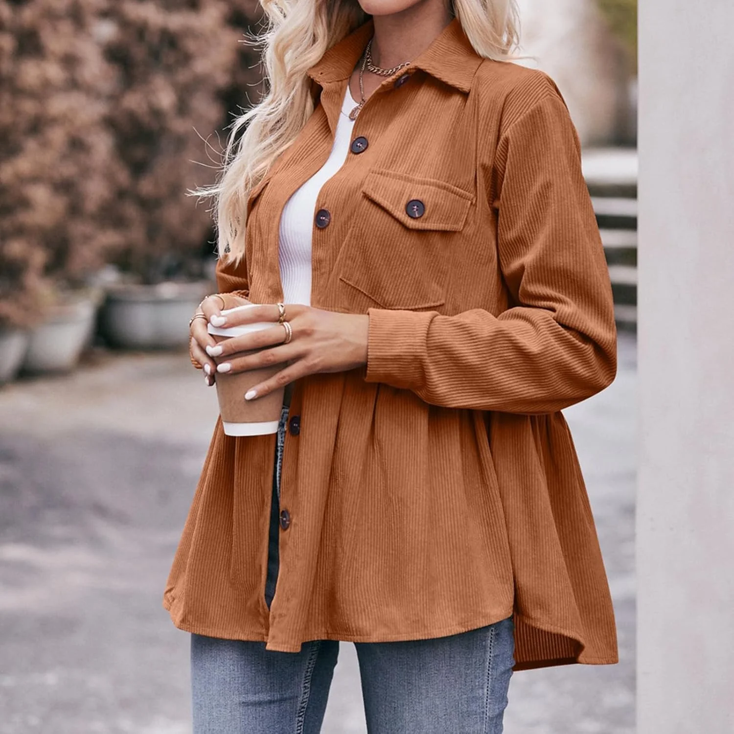 TICIFEN پیراهن زنانه مخملی کبریتی آستین بلند دکمه دار، بلوزهای زیبا، تونیک عروسکی، پیراهن های آزاد، کت شنل