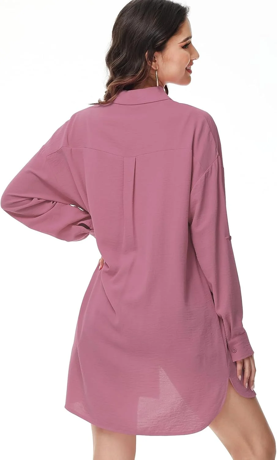 بلوز زنانه Tanmolo، بلوز آستین بلند یقه هفت، پیراهن دکمه دار آستین بلند، تاپ های غیر رسمی، تاپ های آستین جمع شو