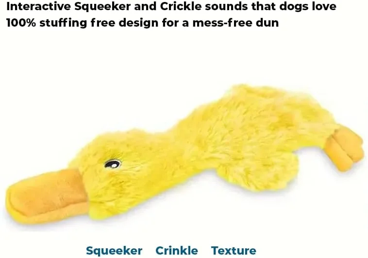 اسباب بازی سگ اردک زرد - اسباب بازی جویدنی پرسروصدای بدون الیاف برای سگ های کوچک، متوسط ​​و بزرگ - اسباب بازی توله سگ نرم و خش خش دار برای بازی در محیط داخلی