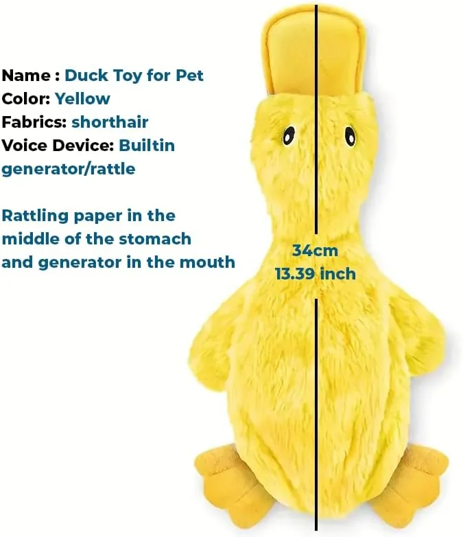 اسباب بازی سگ اردک زرد - اسباب بازی جویدنی پرسروصدای بدون الیاف برای سگ های کوچک، متوسط ​​و بزرگ - اسباب بازی توله سگ نرم و خش خش دار برای بازی در محیط داخلی