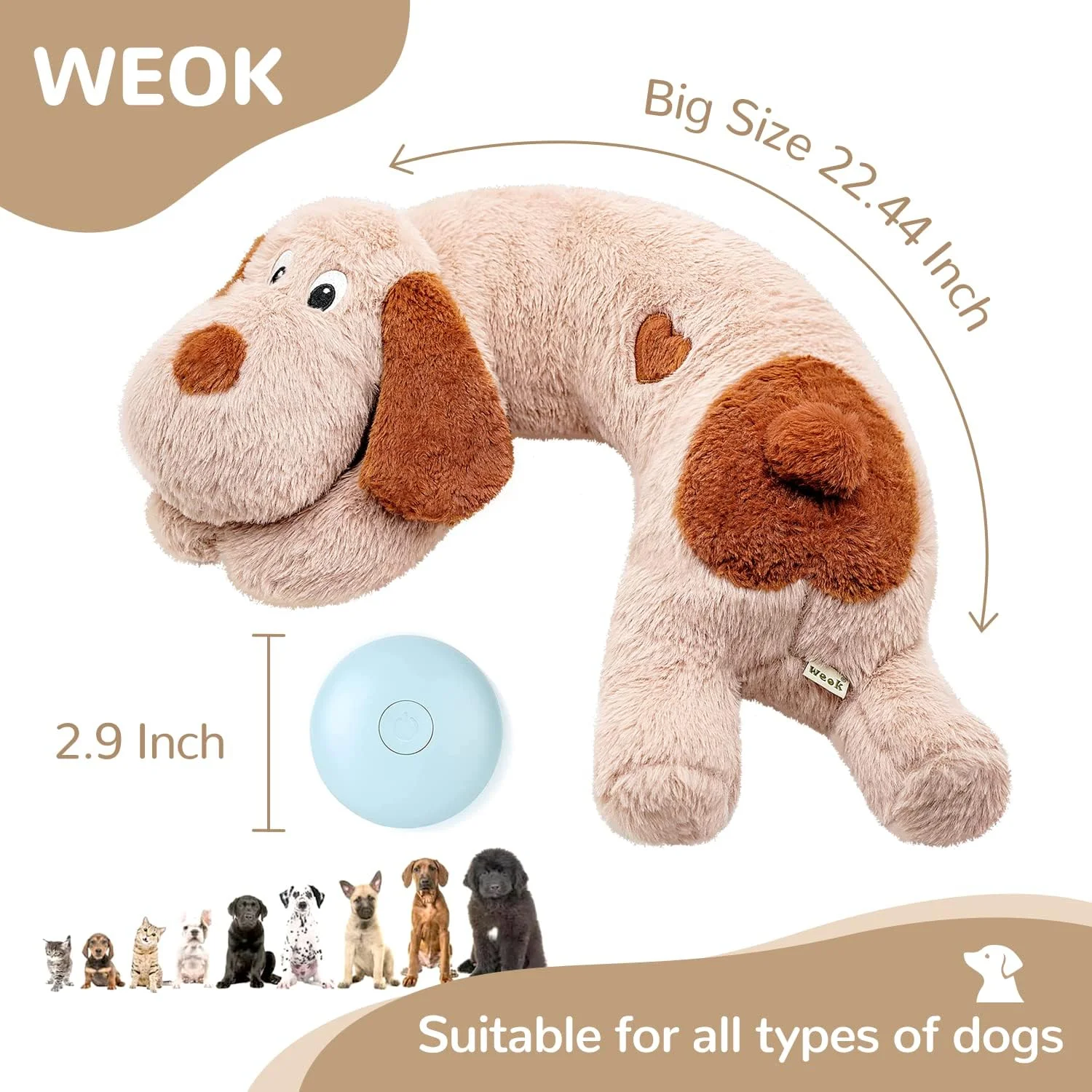 اسباب بازی سگ ضربان قلب WEOK، اسباب بازی ضربان قلب سگ برای کاهش اضطراب سگ (بلند + قهوه ای++) اسباب بازی سگ ضربان قلب WEOK، اسباب بازی ضربان قلب سگ برای کاهش اضطراب سگ (بلند + قهوه ای++)