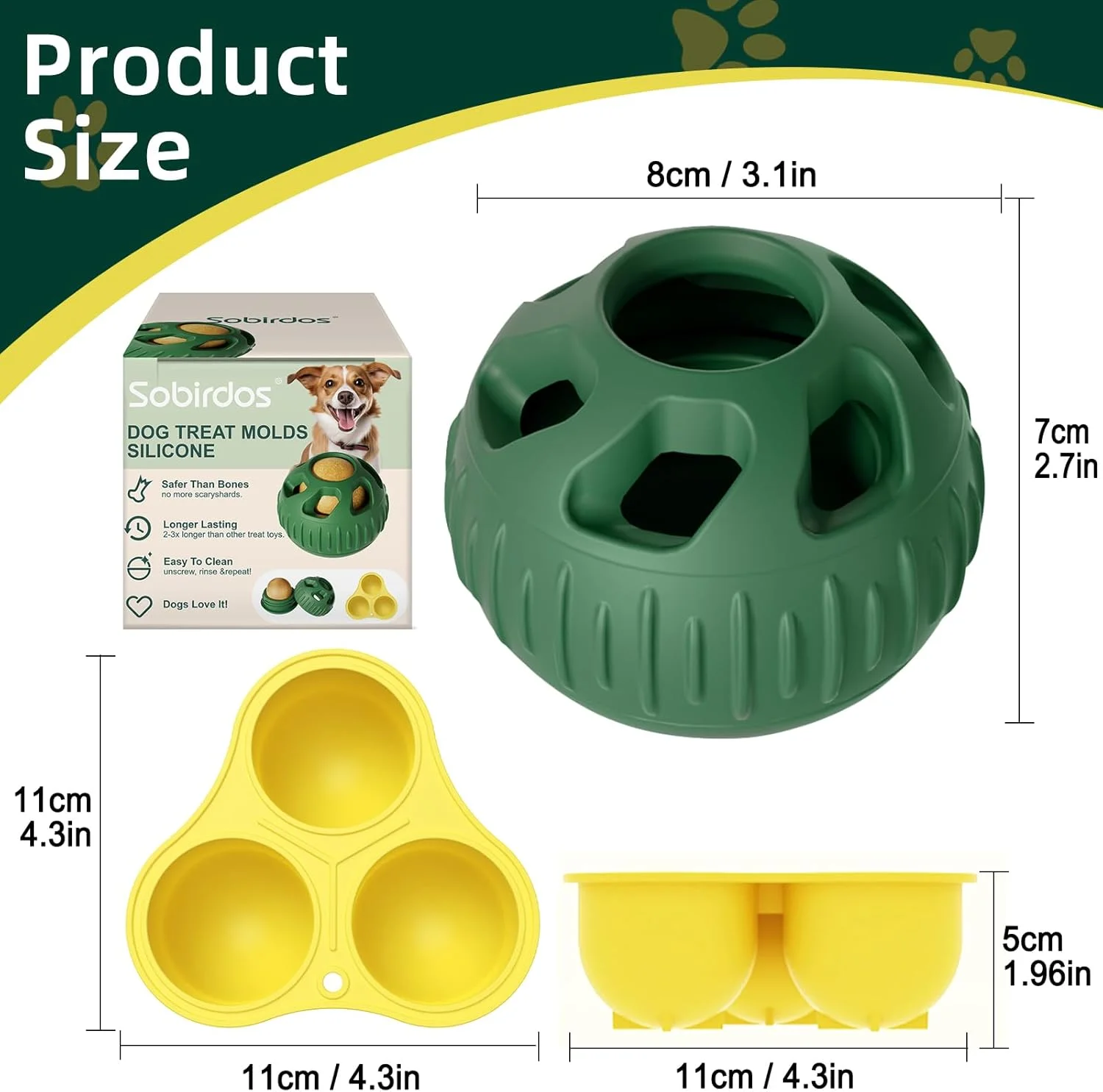 اسباب بازی جویدنی سگ Sobirdos، 2 عدد، همراه با قالب سینی سیلیکونی، توپ های اسنک غذای سگ منجمد، قالب های سیلیکونی تشویقی سگ، اسباب بازی های لاستیکی قابل پر کردن و انجماد، توپ های سبز و قالب های زرد اسباب بازی جویدنی سگ Sobirdos، 2 عدد، همراه با قالب سینی سیلیکونی، توپ های اسنک غذای سگ منجمد، قالب های سیلیکونی تشویقی سگ، اسباب بازی های لاستیکی قابل پر کردن و انجماد، توپ های سبز و قالب های زرد