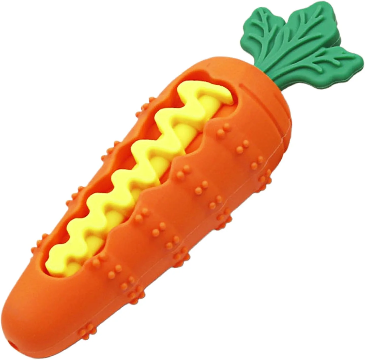 اسباب بازی پازلی غذای آهسته سگ | اسباب بازی های دندانی سیلیکونی جیر جیر کننده برای توله سگ | طراحی هویجی شکل، اسباب بازی دندان گیر غذای آهسته توله سگ، لوازم حیوانات خانگی برای سگ های کوچک و متوسط