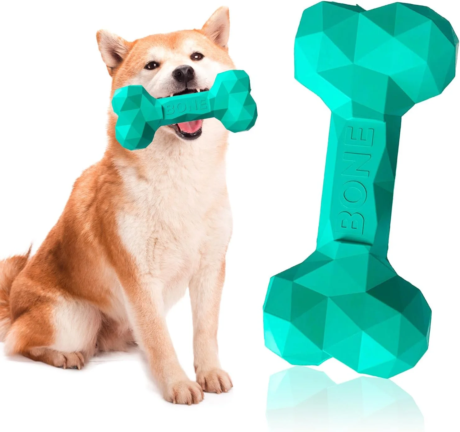 استخوان لاستیکی جویدنی سگ SAVOSWEET، استخوان اسباب بازی سگ نشکن، استخوان سگ سایز متوسط آبی، مناسب برای سگ های تا 30 کیلوگرم، اسباب بازی سگ برای تمیز کردن دندان