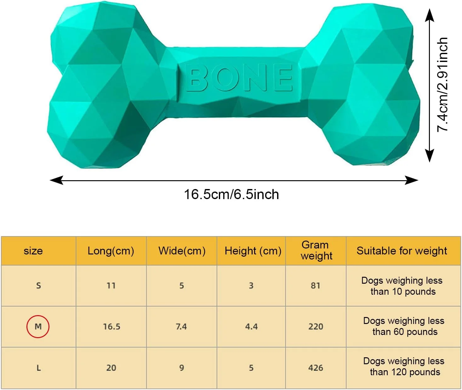 استخوان لاستیکی جویدنی سگ SAVOSWEET، استخوان اسباب بازی سگ نشکن، استخوان سگ سایز متوسط آبی، مناسب برای سگ های تا 30 کیلوگرم، اسباب بازی سگ برای تمیز کردن دندان