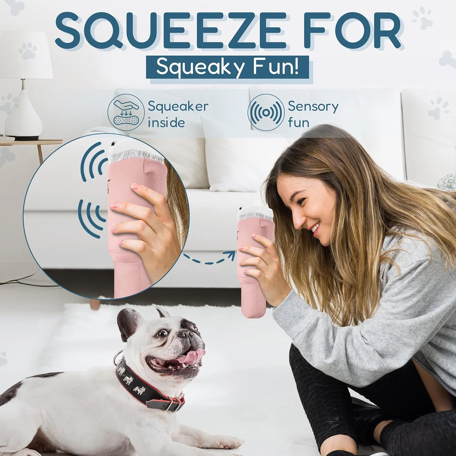 اسباب بازی سگ مخملی فنجان پاپی PUPROAR | اسباب بازی سگ فنجانی با دسته و نی | اسباب بازی بزرگ سگ، مشابه فنجان استیل 30 اونسی (صورتی هلویی)