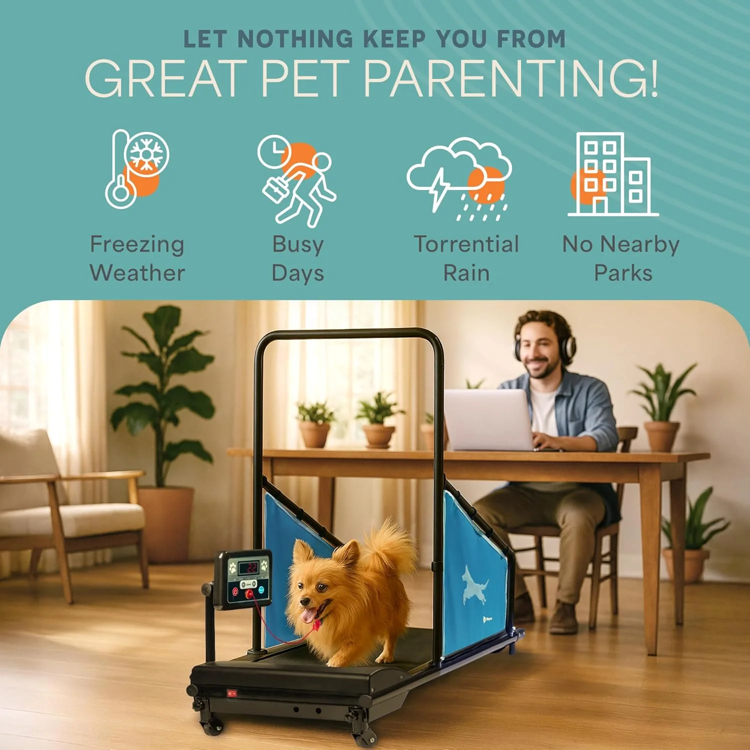 تردمیل سگ Lifepro PawRunner برای سگ های کوچک و متوسط، تردمیل حیوانات خانگی برای سگ ها تا وزن 60 کیلوگرم، دستگاه دویدن داخلی برای تناسب اندام، تردمیل جمع و جور و بادوام برای سلامتی و ورزش