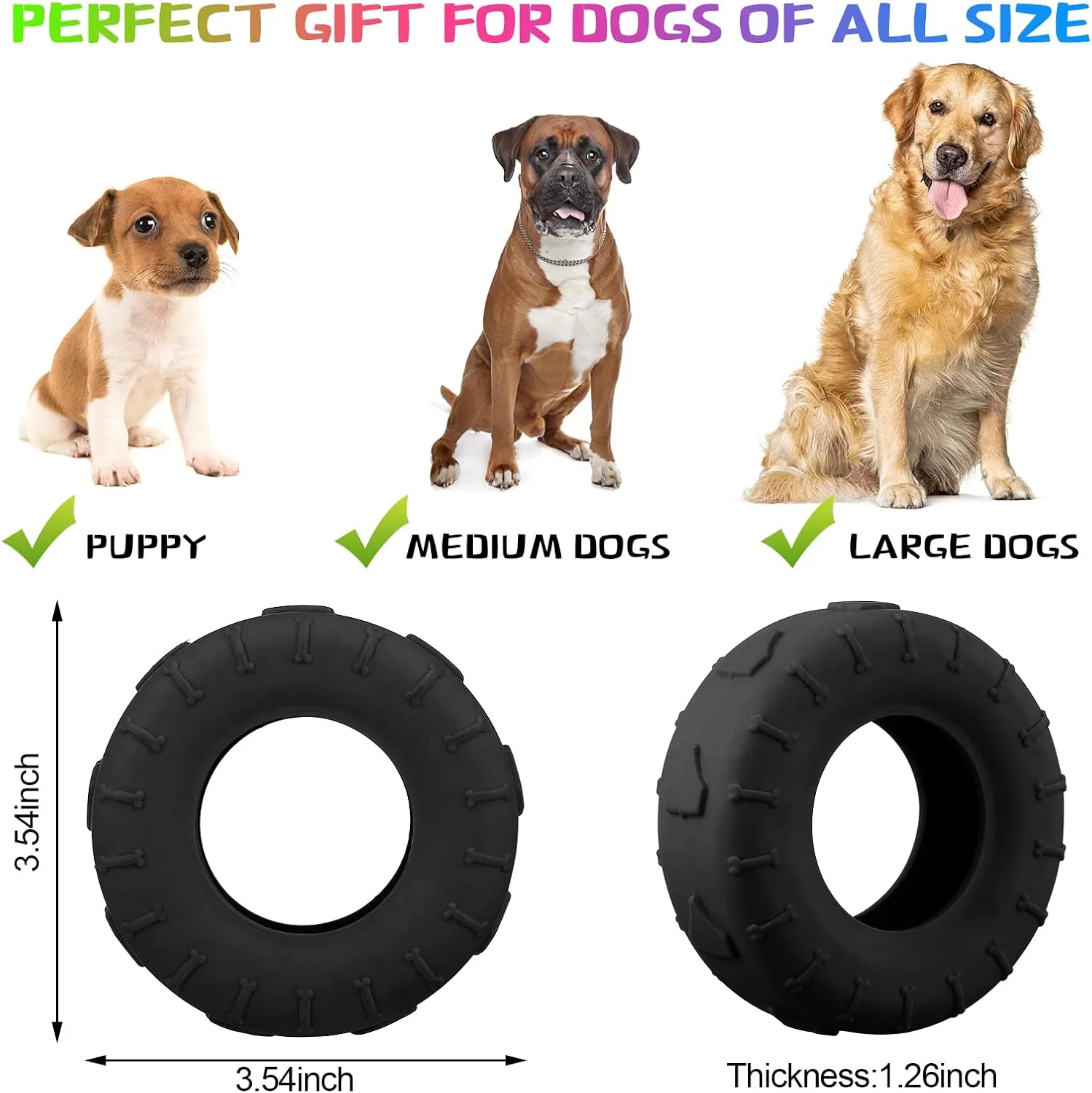 اسباب بازی سگ Leitee، 3 عدد، اسباب بازی جویدنی لاستیکی سگ، پخش کننده تشویقی سگ، طرح تایر، مشکی، مناسب برای سگ های کوچک و متوسط و توله سگ های با عادت جویدن تهاجمی اسباب بازی سگ Leitee، 3 عدد، اسباب بازی جویدنی لاستیکی سگ، پخش کننده تشویقی سگ، طرح تایر، مشکی، مناسب برای سگ های کوچک و متوسط و توله سگ های با عادت جویدن تهاجمی