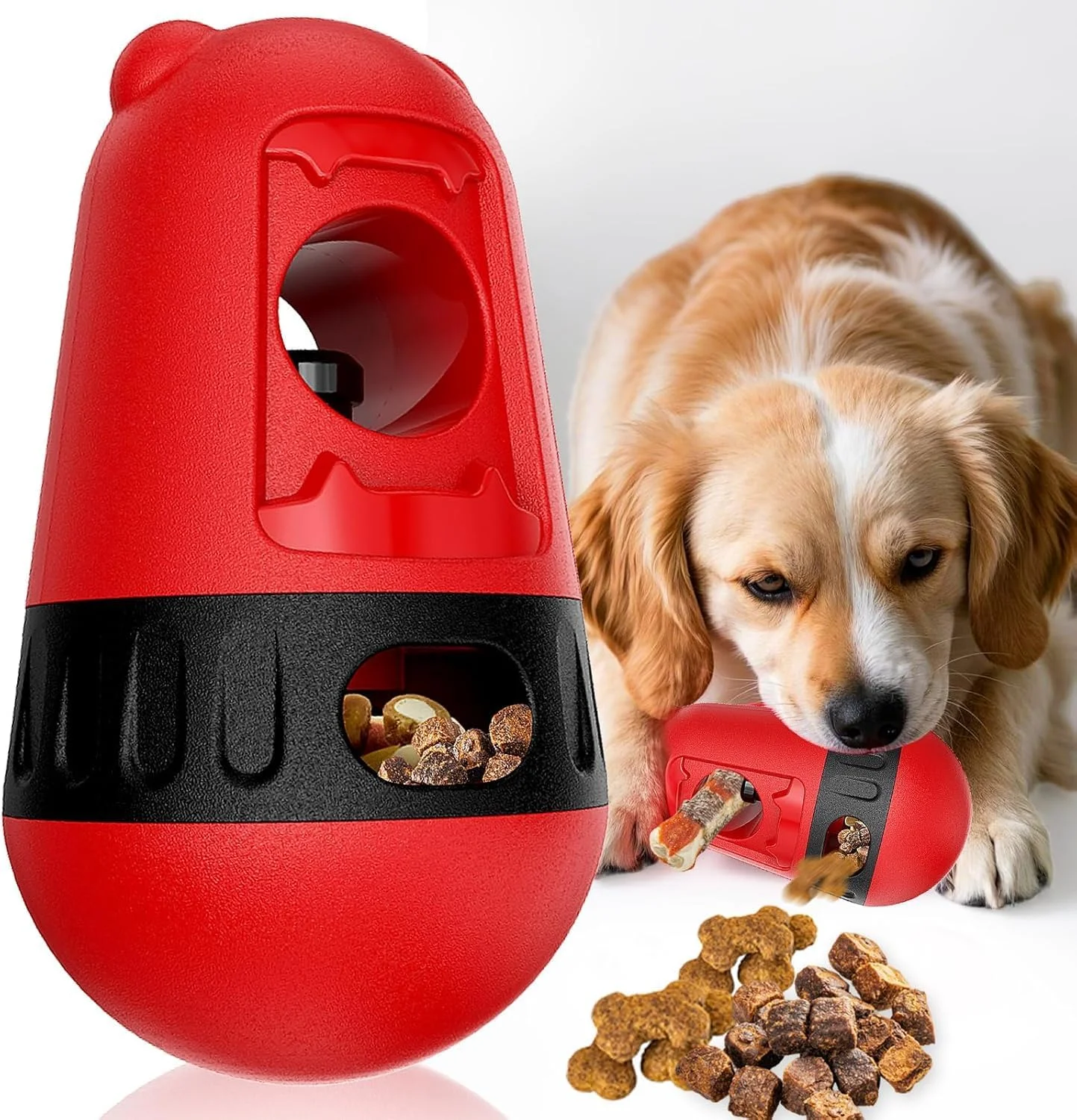 اسباب بازی جویدنی سگ و پخش کننده تشویقی LBOYLOVE®، اسباب بازی تعاملی سگ برای تعقیب و گریز و تغذیه آهسته، مناسب برای سگ های کوچک/متوسط/بزرگ، طراحی ایمنی ضد خفگی (قرمز) اسباب بازی جویدنی سگ و پخش کننده تشویقی LBOYLOVE®، اسباب بازی تعاملی سگ برای تعقیب و گریز و تغذیه آهسته، مناسب برای سگ های کوچک/متوسط/بزرگ، طراحی ایمنی ضد خفگی (قرمز)