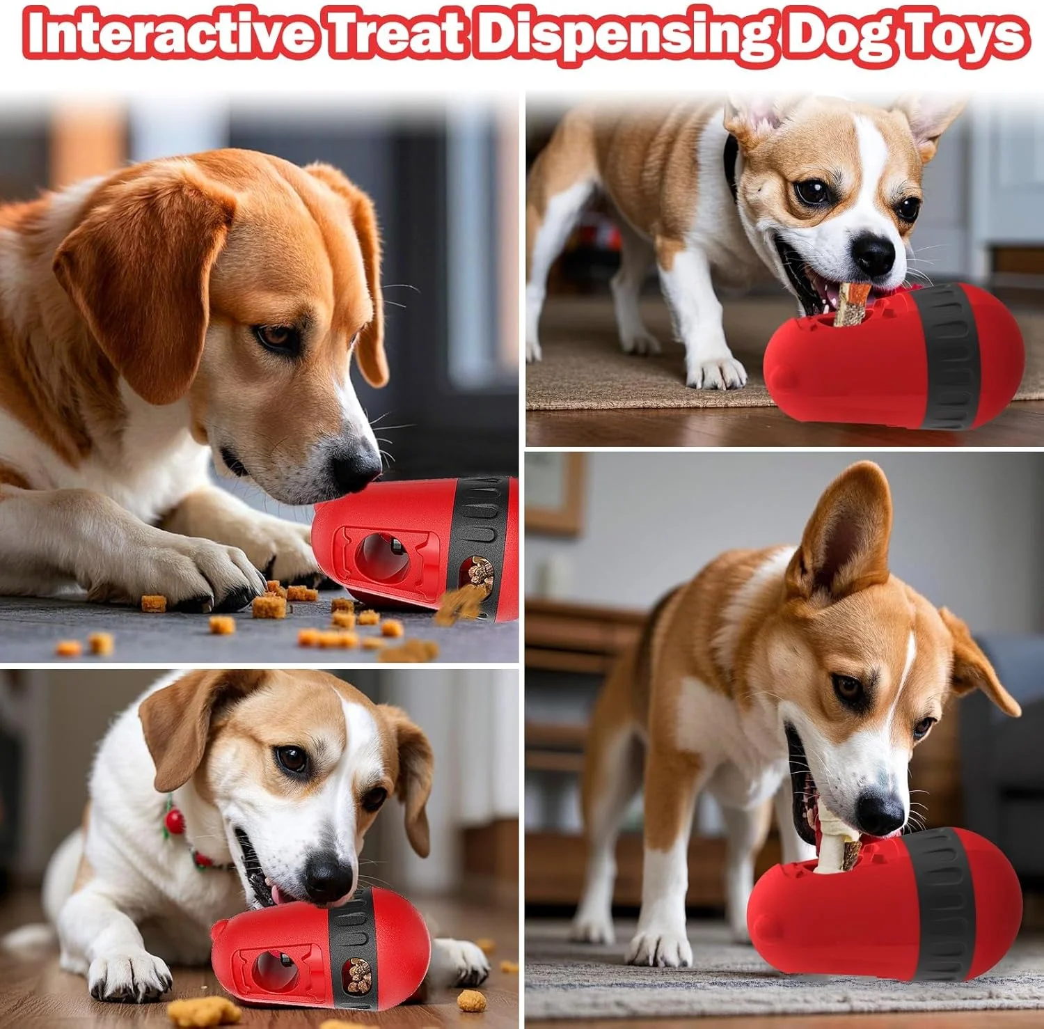 اسباب بازی جویدنی سگ و پخش کننده تشویقی LBOYLOVE®، اسباب بازی تعاملی سگ برای تعقیب و گریز و تغذیه آهسته، مناسب برای سگ های کوچک/متوسط/بزرگ، طراحی ایمنی ضد خفگی (قرمز) اسباب بازی جویدنی سگ و پخش کننده تشویقی LBOYLOVE®، اسباب بازی تعاملی سگ برای تعقیب و گریز و تغذیه آهسته، مناسب برای سگ های کوچک/متوسط/بزرگ، طراحی ایمنی ضد خفگی (قرمز)